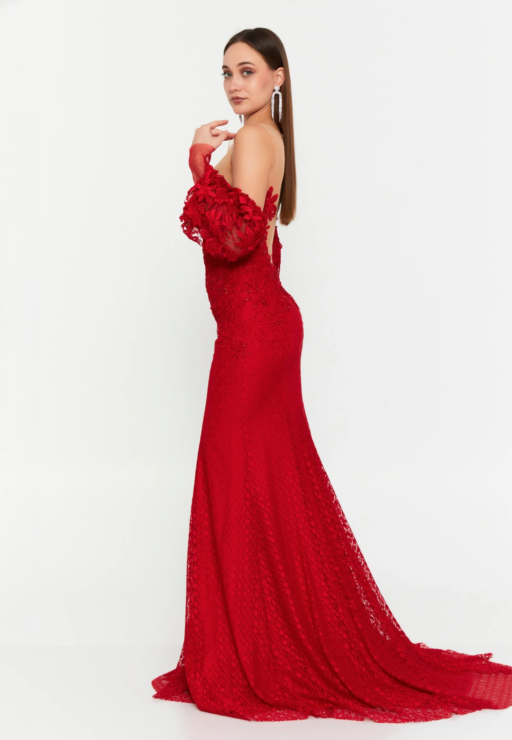 Off Shoulder Maxi Lace Regular Wedding Dress omn751 - Image 3