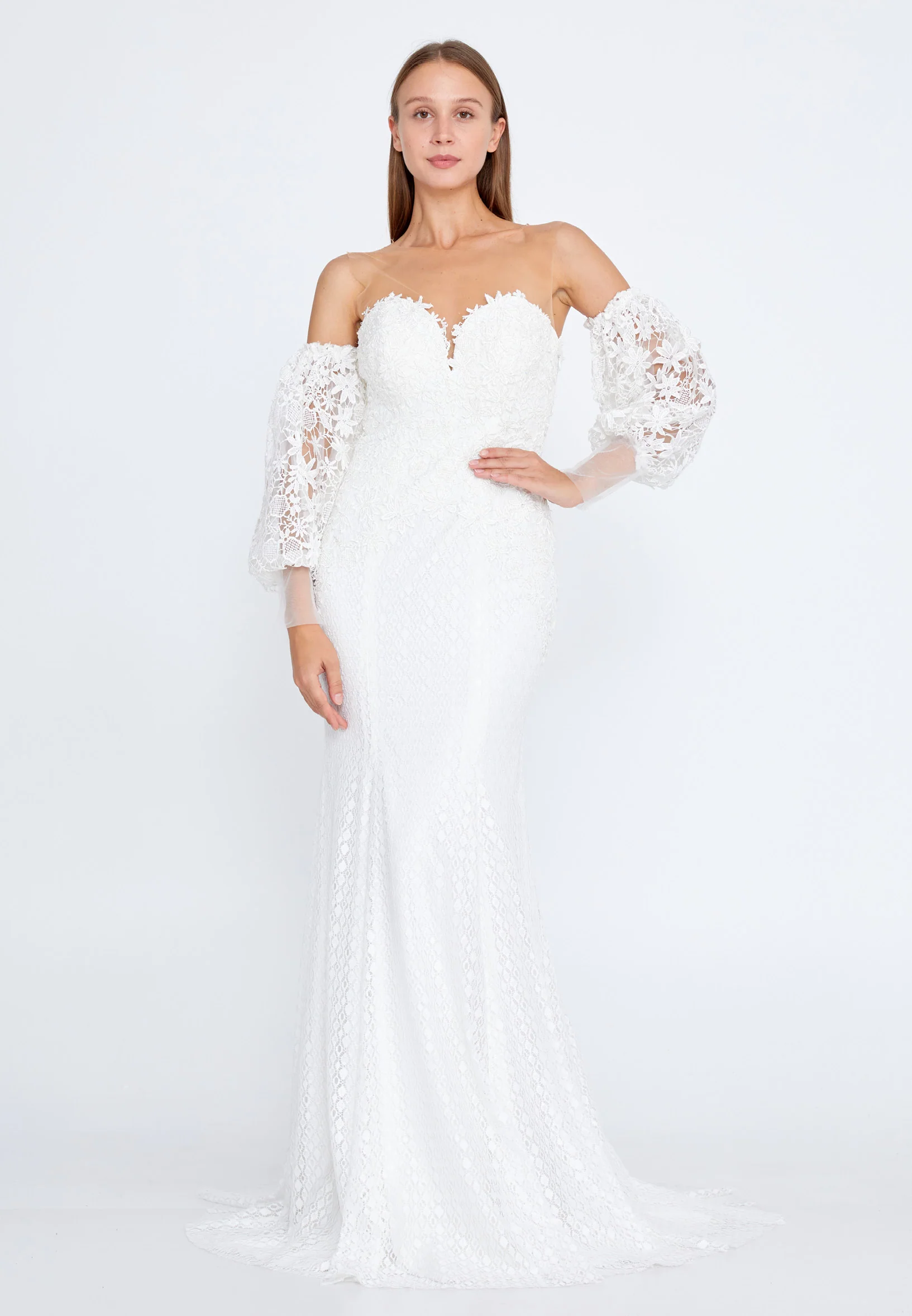 Off Shoulder Maxi Lace Regular Wedding Dress omn751 - Image 5