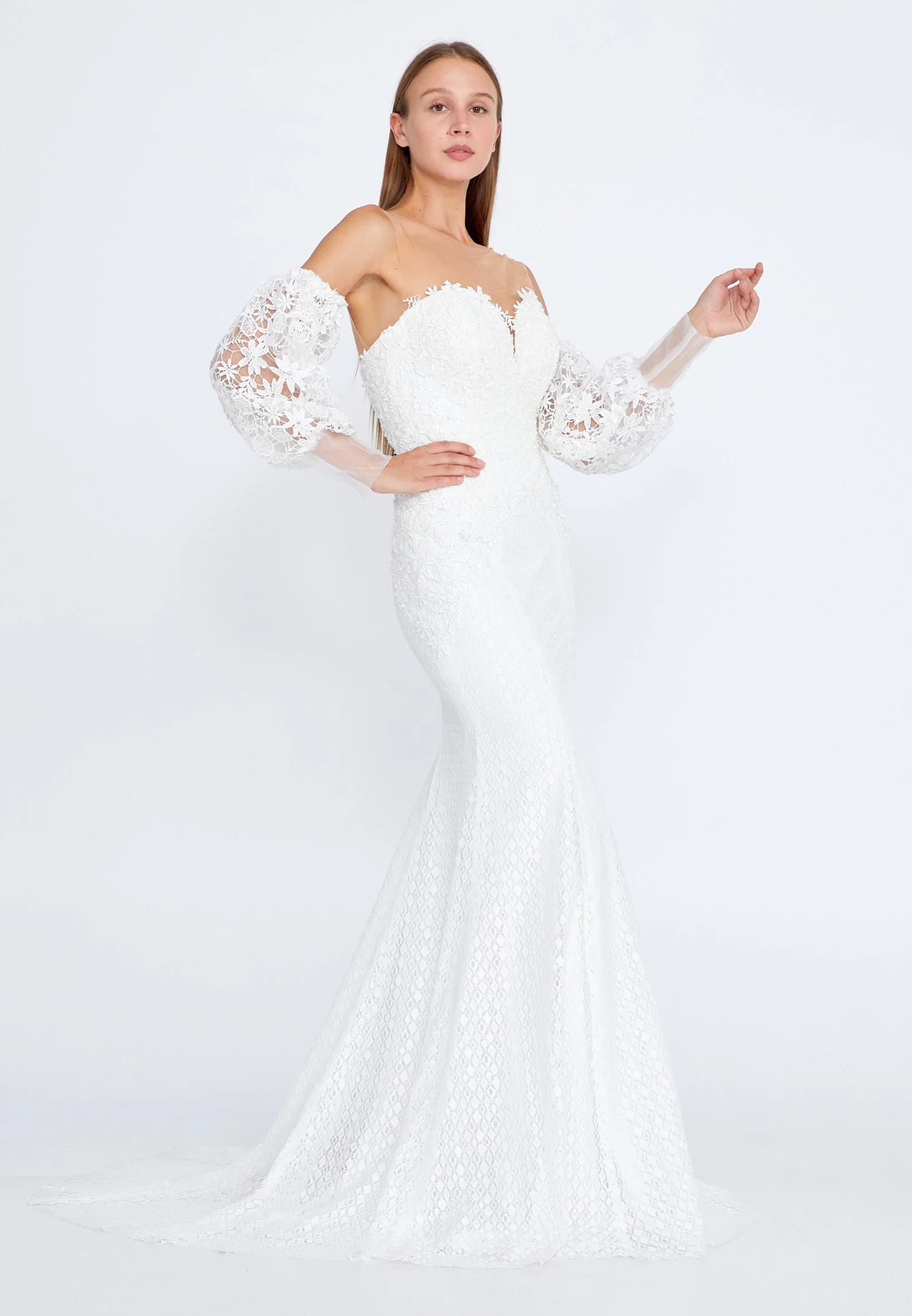 Off Shoulder Maxi Lace Regular Wedding Dress omn751 - Image 7