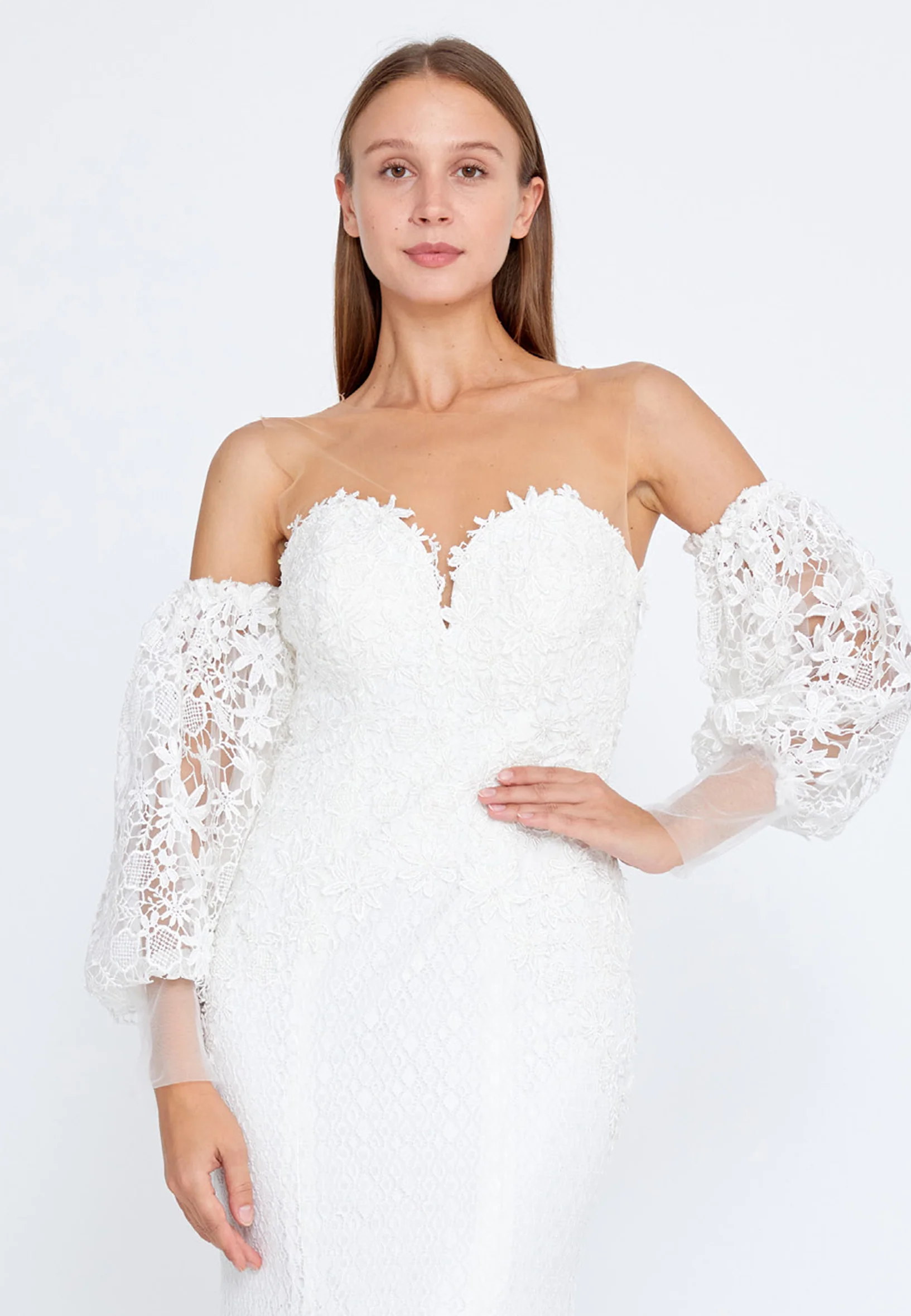 Off Shoulder Maxi Lace Regular Wedding Dress omn751 - Image 8