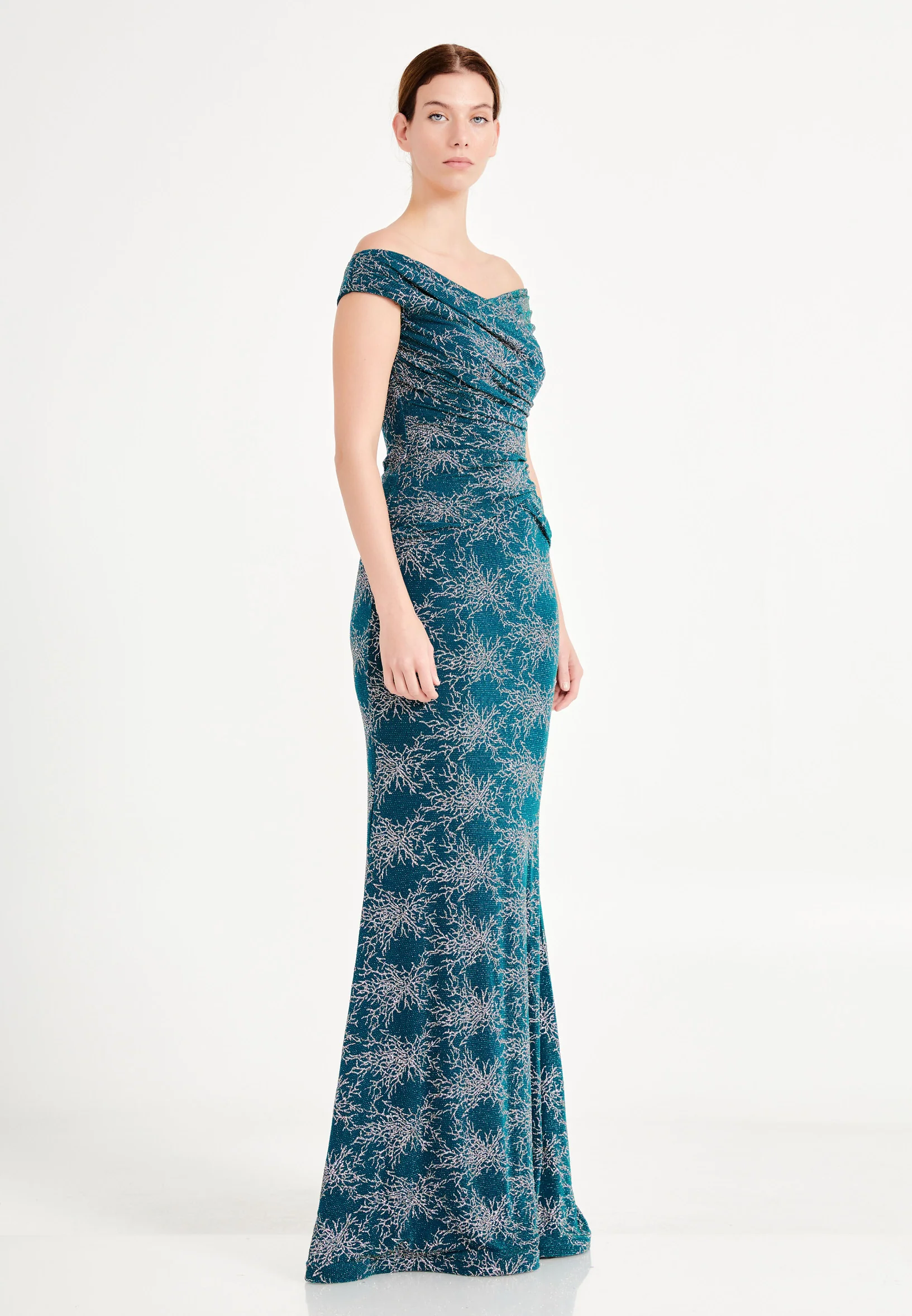 Off Shoulder Maxi Lycra Mermaid Regular Wedding Guest Dress for6453-1 - Image 11