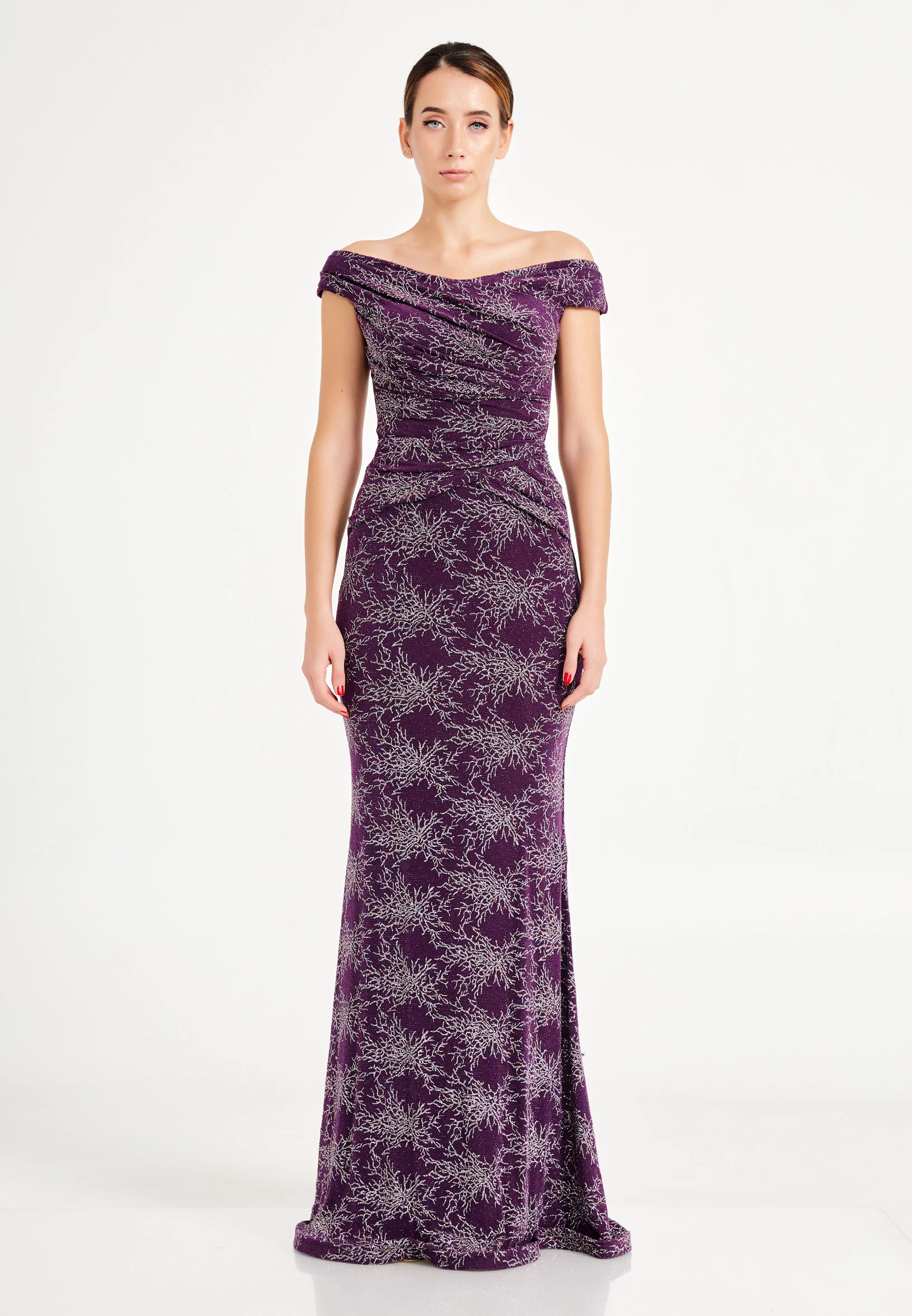 Off Shoulder Maxi Lycra Mermaid Regular Wedding Guest Dress for6453-1 - Image 17