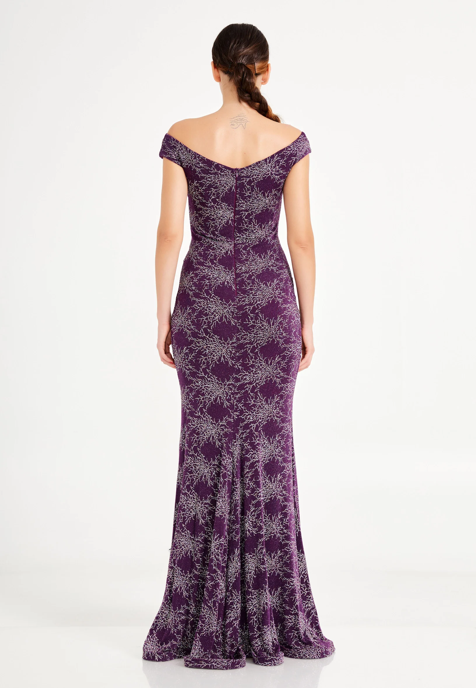 Off Shoulder Maxi Lycra Mermaid Regular Wedding Guest Dress for6453-1 - Image 18
