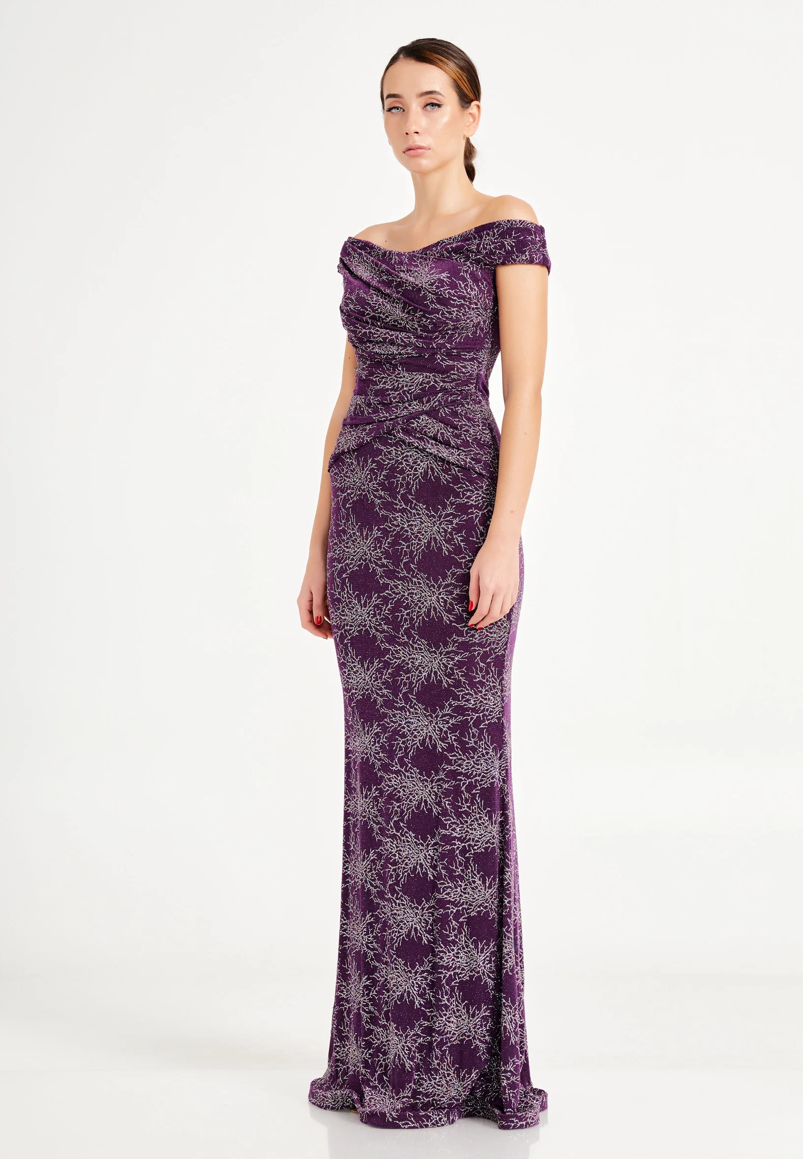 Off Shoulder Maxi Lycra Mermaid Regular Wedding Guest Dress for6453-1 - Image 19
