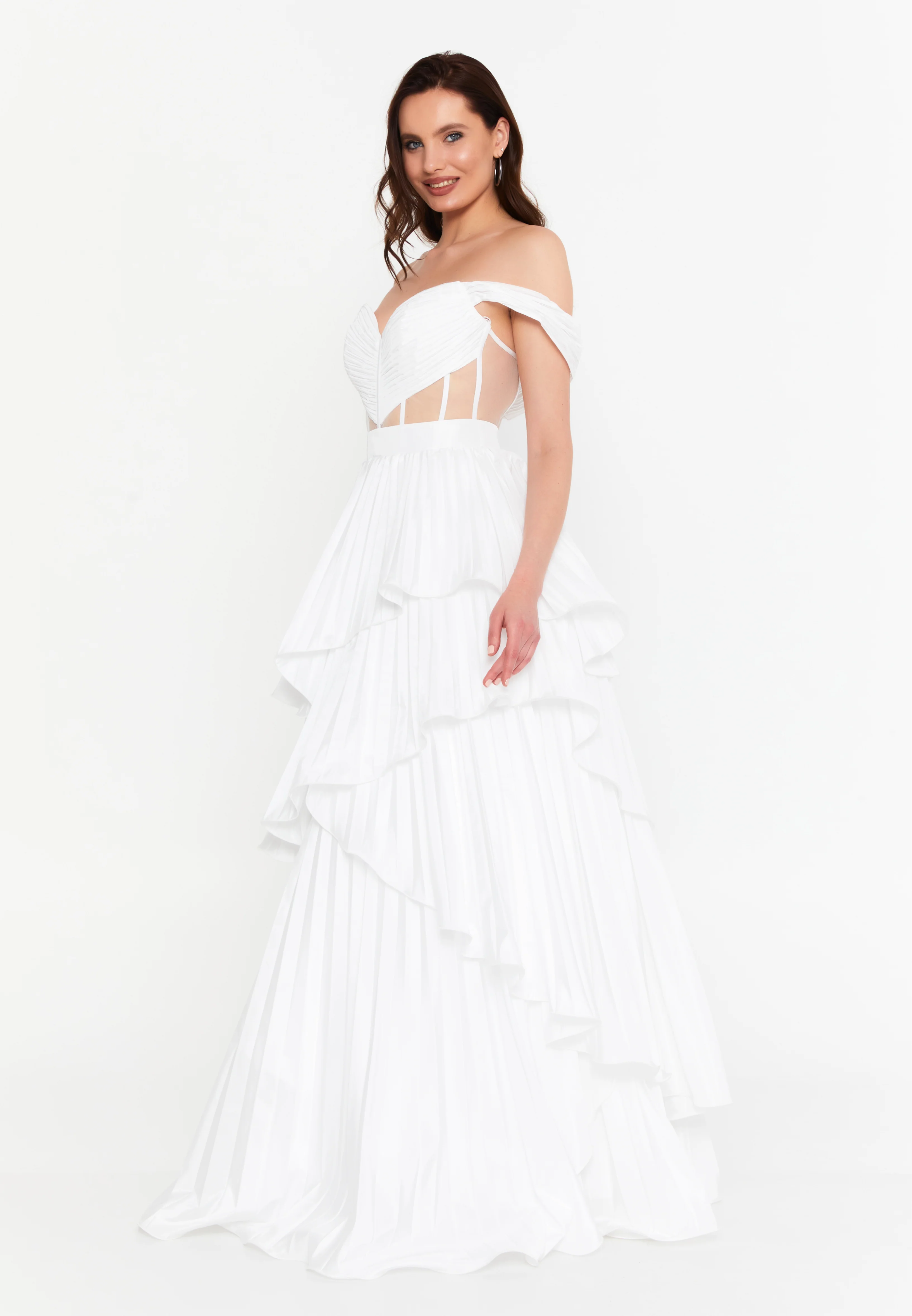 Off Shoulder Maxi Polyester A - Line Regular Prom Dress aln1855 - Image 3