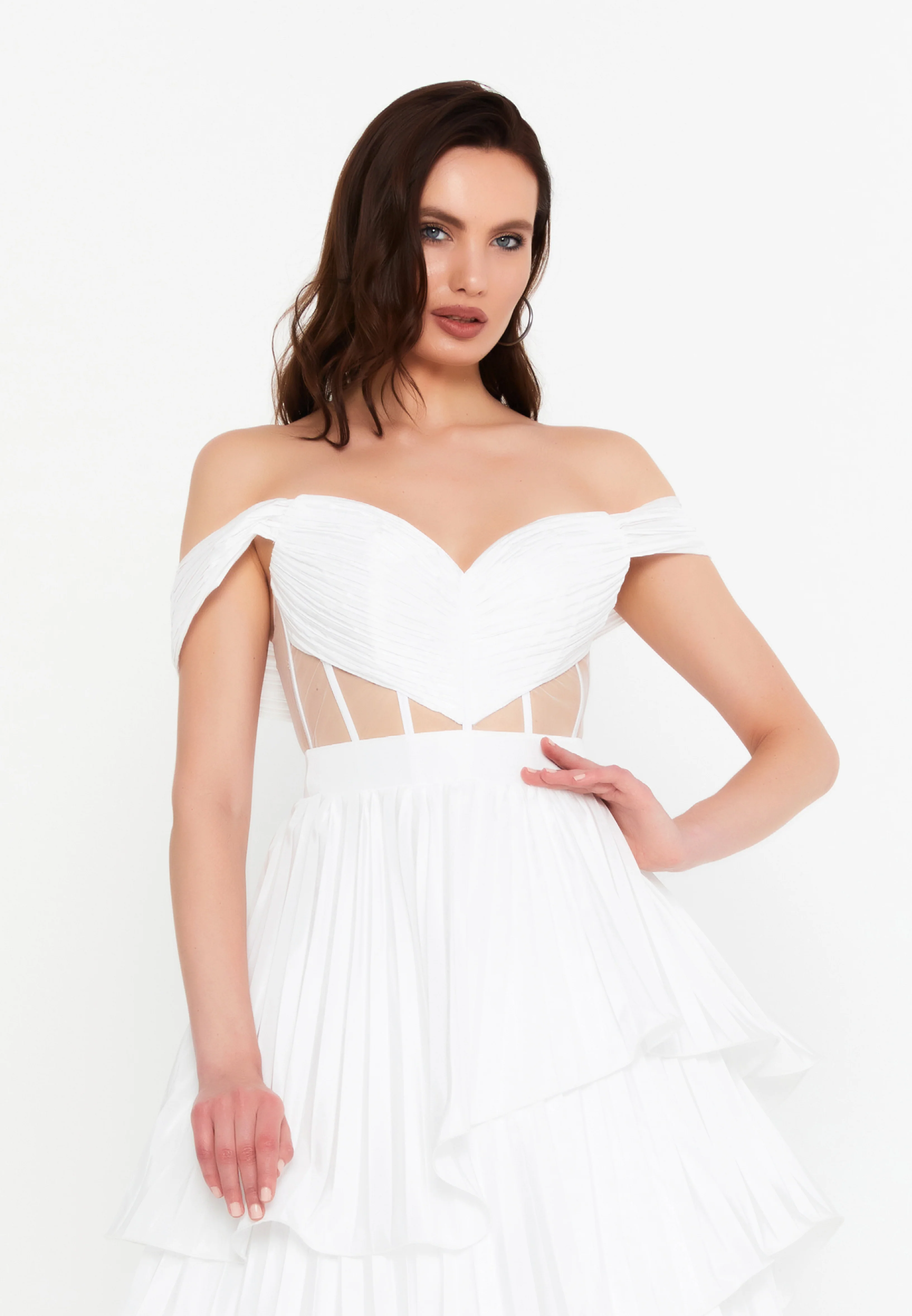 Off Shoulder Maxi Polyester A - Line Regular Prom Dress aln1855 - Image 4
