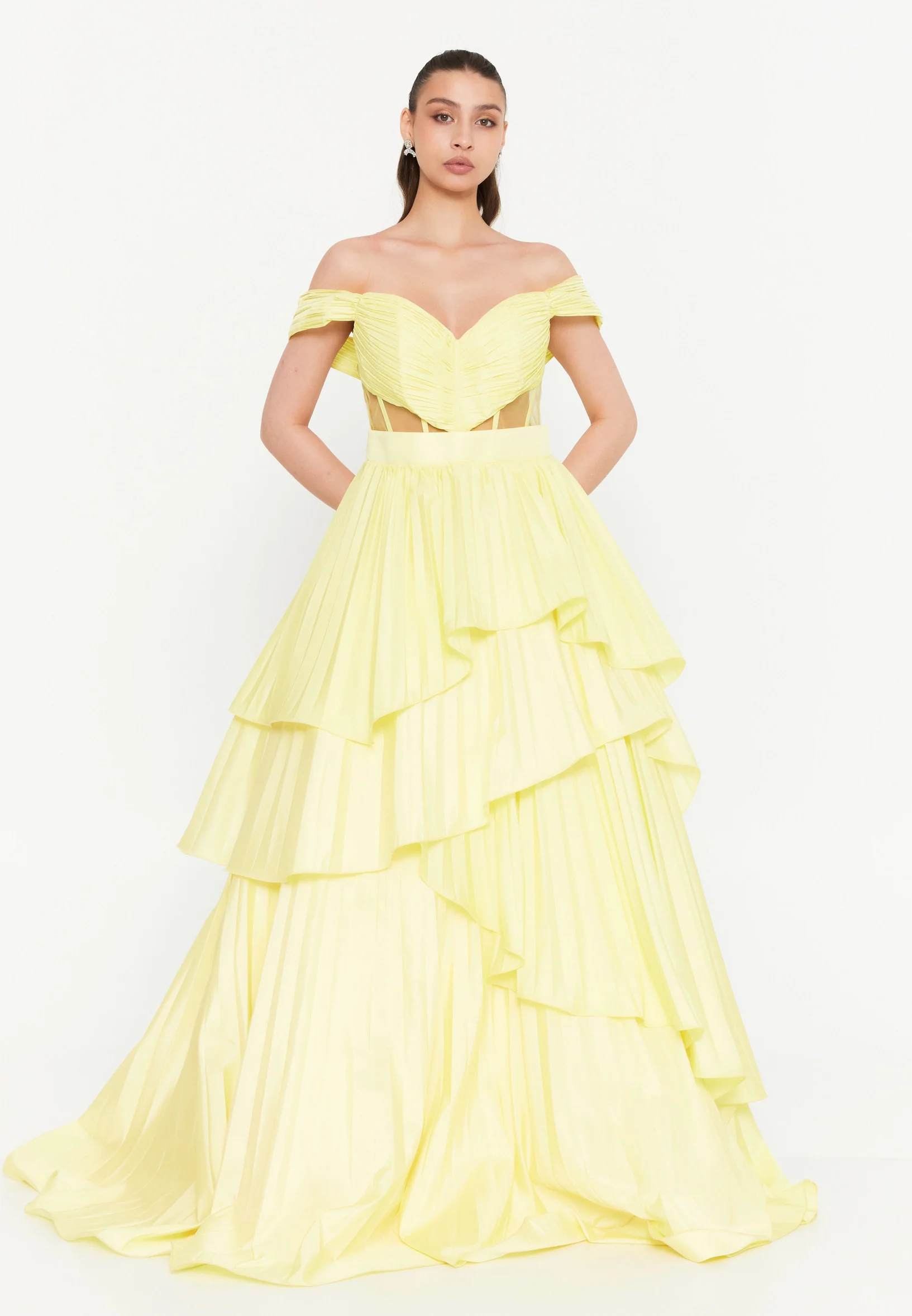 Off Shoulder Maxi Polyester A - Line Regular Prom Dress aln1855 - Image 5