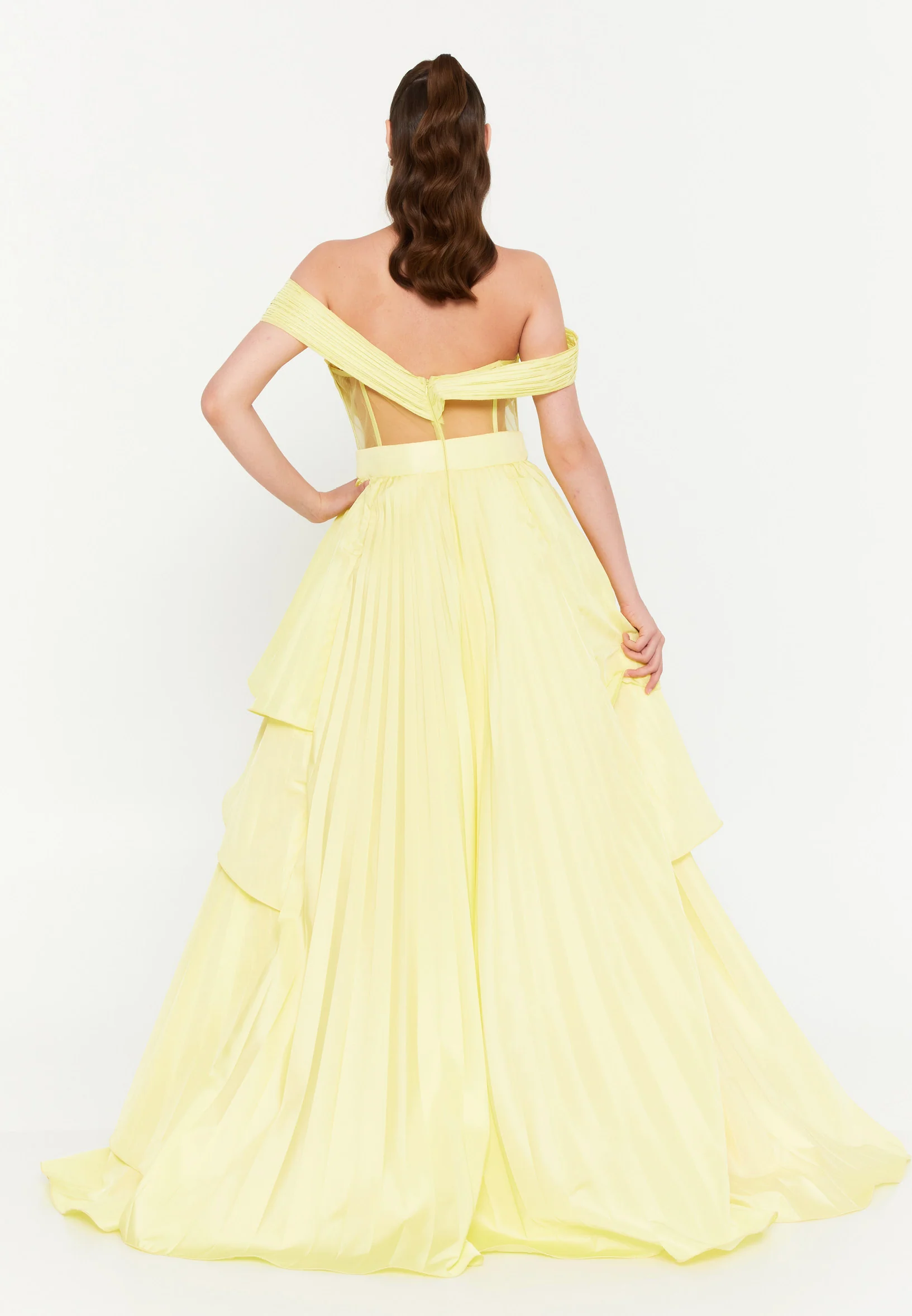 Off Shoulder Maxi Polyester A - Line Regular Prom Dress aln1855 - Image 6