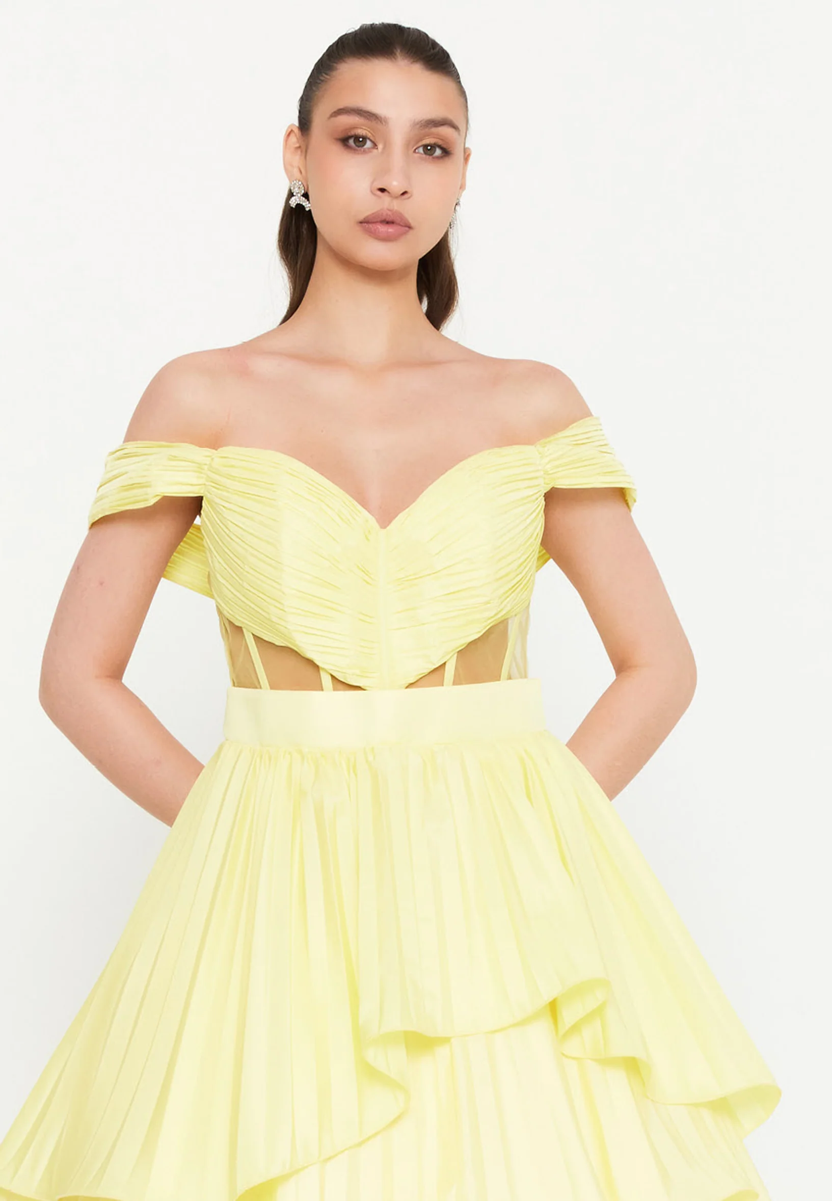 Off Shoulder Maxi Polyester A - Line Regular Prom Dress aln1855 - Image 8