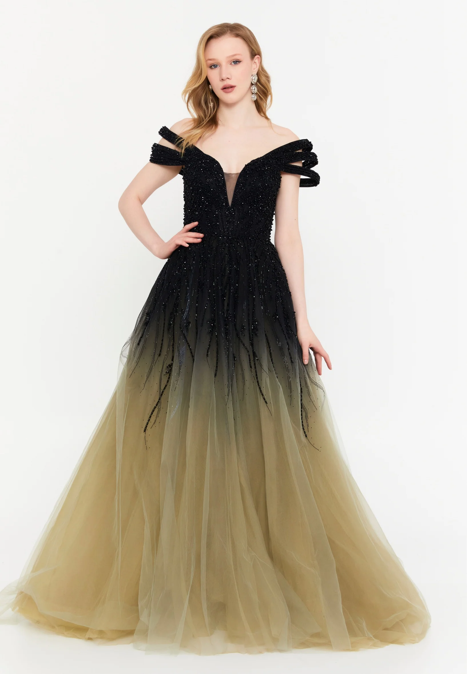 Off Shoulder Maxi Polyester A - Line Regular Prom Dress mti030119