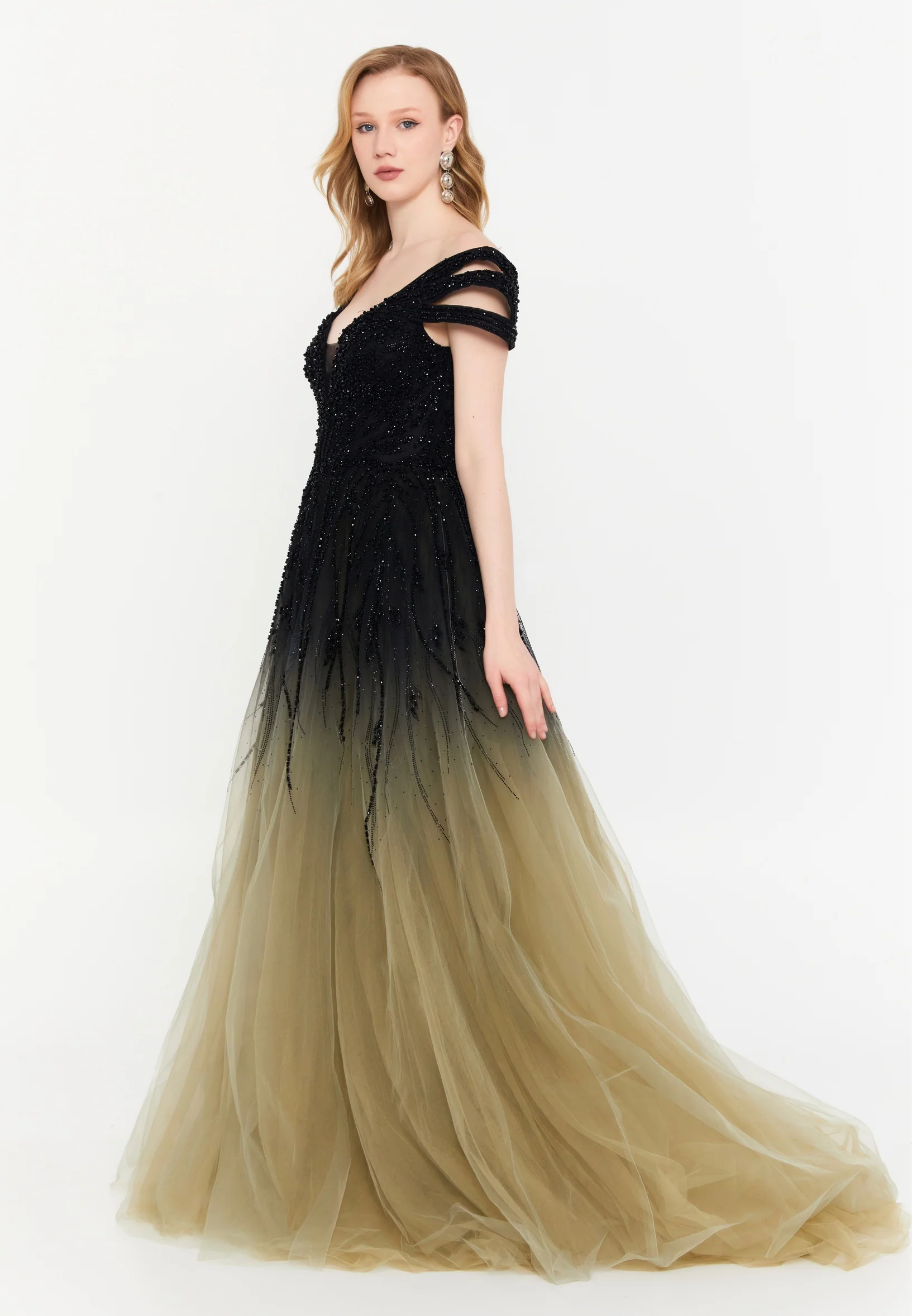 Off Shoulder Maxi Polyester A - Line Regular Prom Dress mti030119 - Image 3