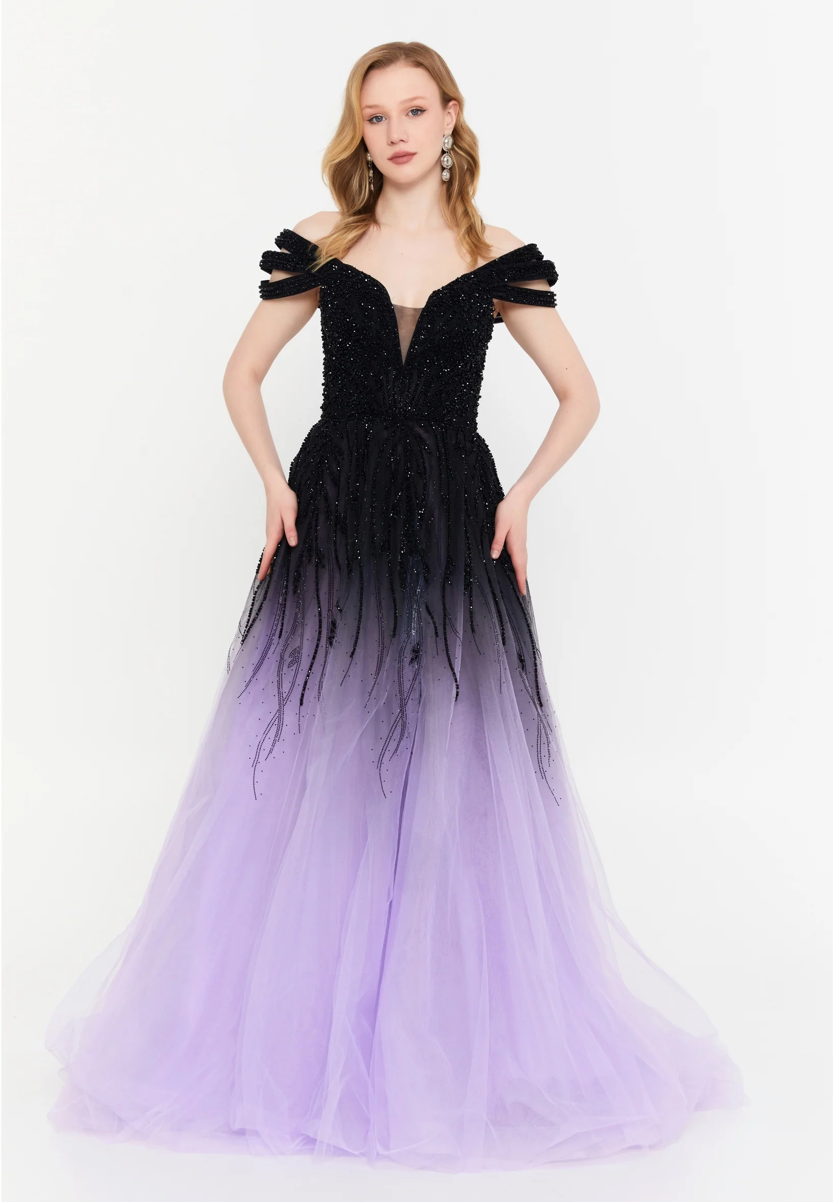 Off Shoulder Maxi Polyester A - Line Regular Prom Dress mti030119 - Image 5