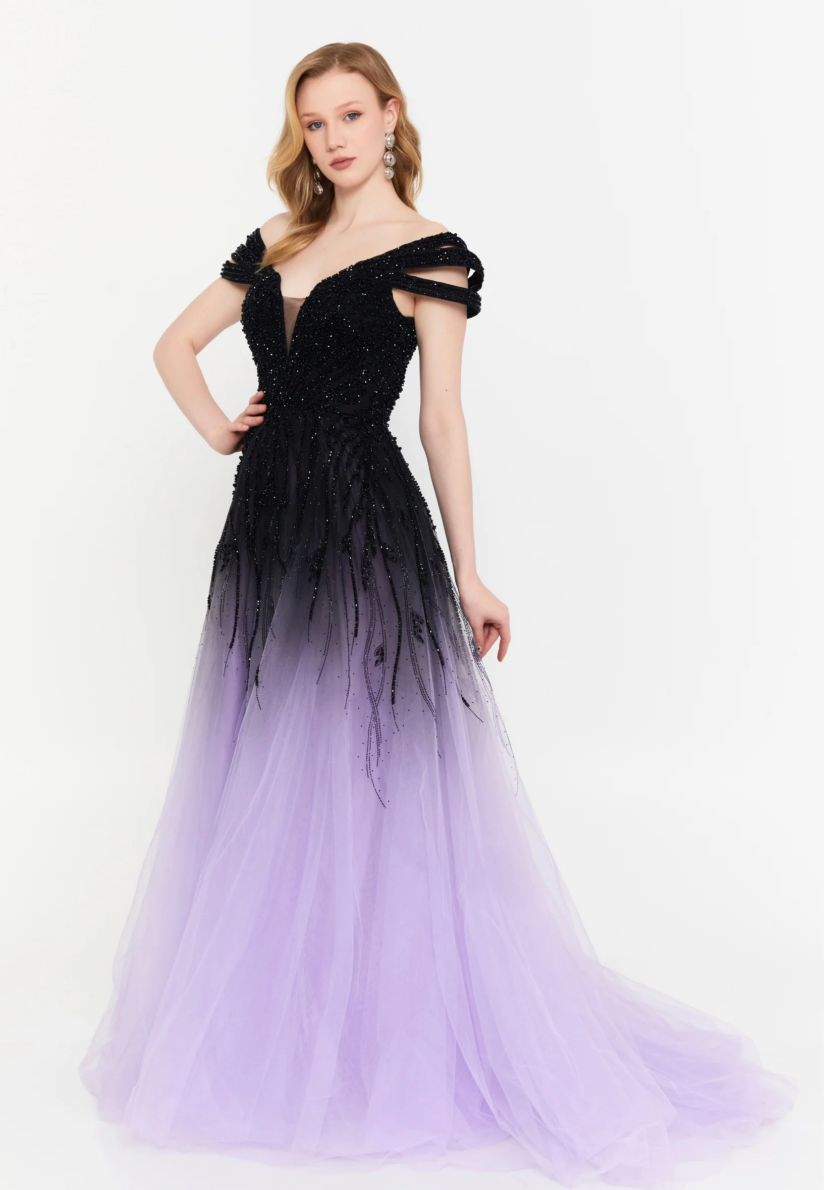 Off Shoulder Maxi Polyester A - Line Regular Prom Dress mti030119 - Image 7