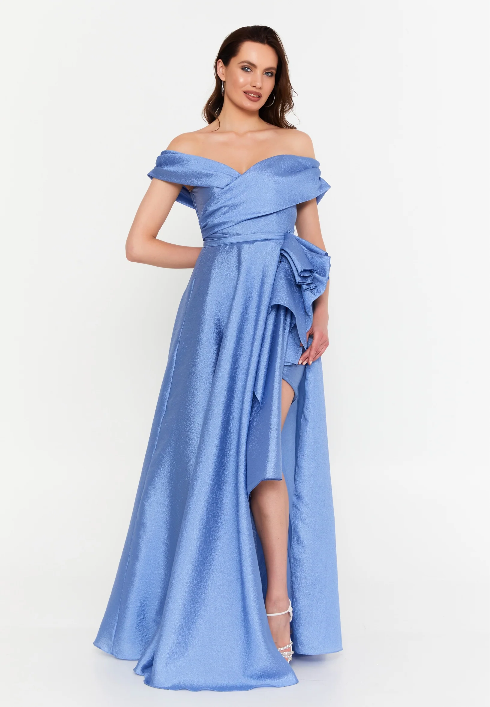 Off Shoulder Maxi Polyester Column Regular Prom Dress aln1828 - Image 13