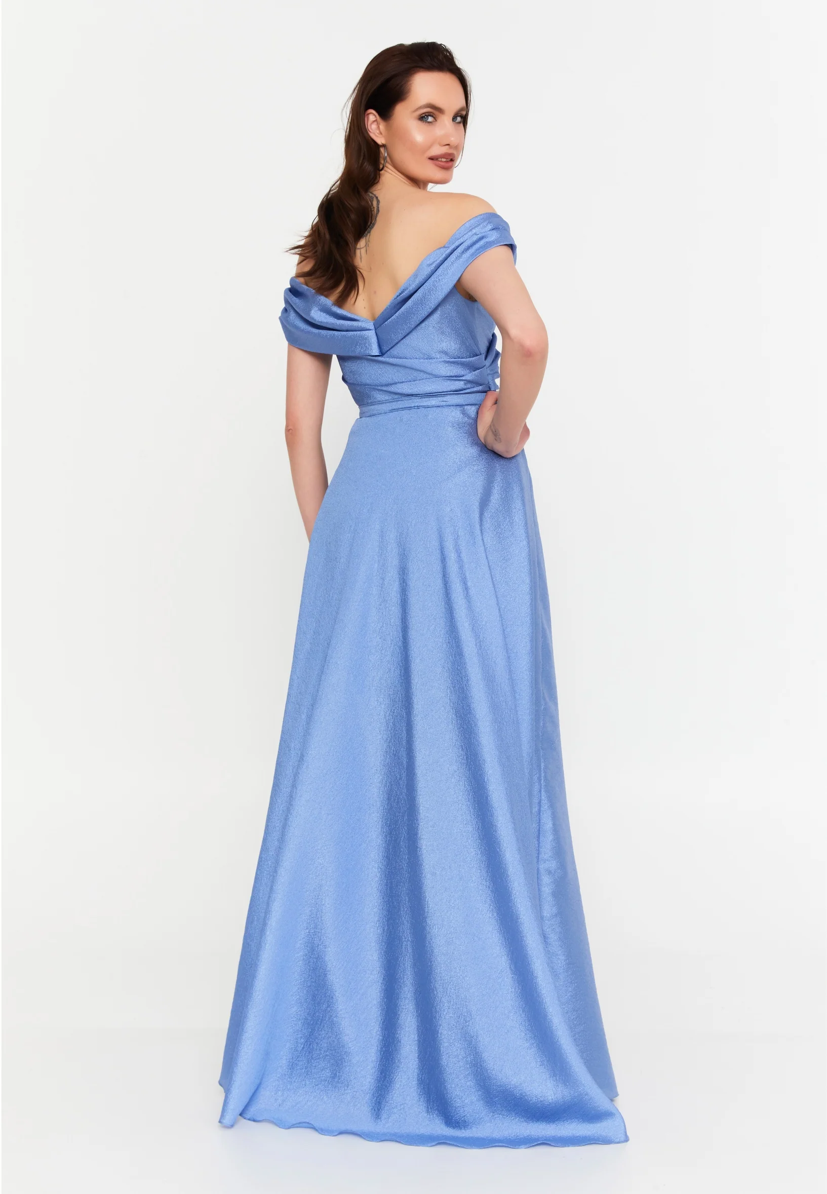 Off Shoulder Maxi Polyester Column Regular Prom Dress aln1828 - Image 14