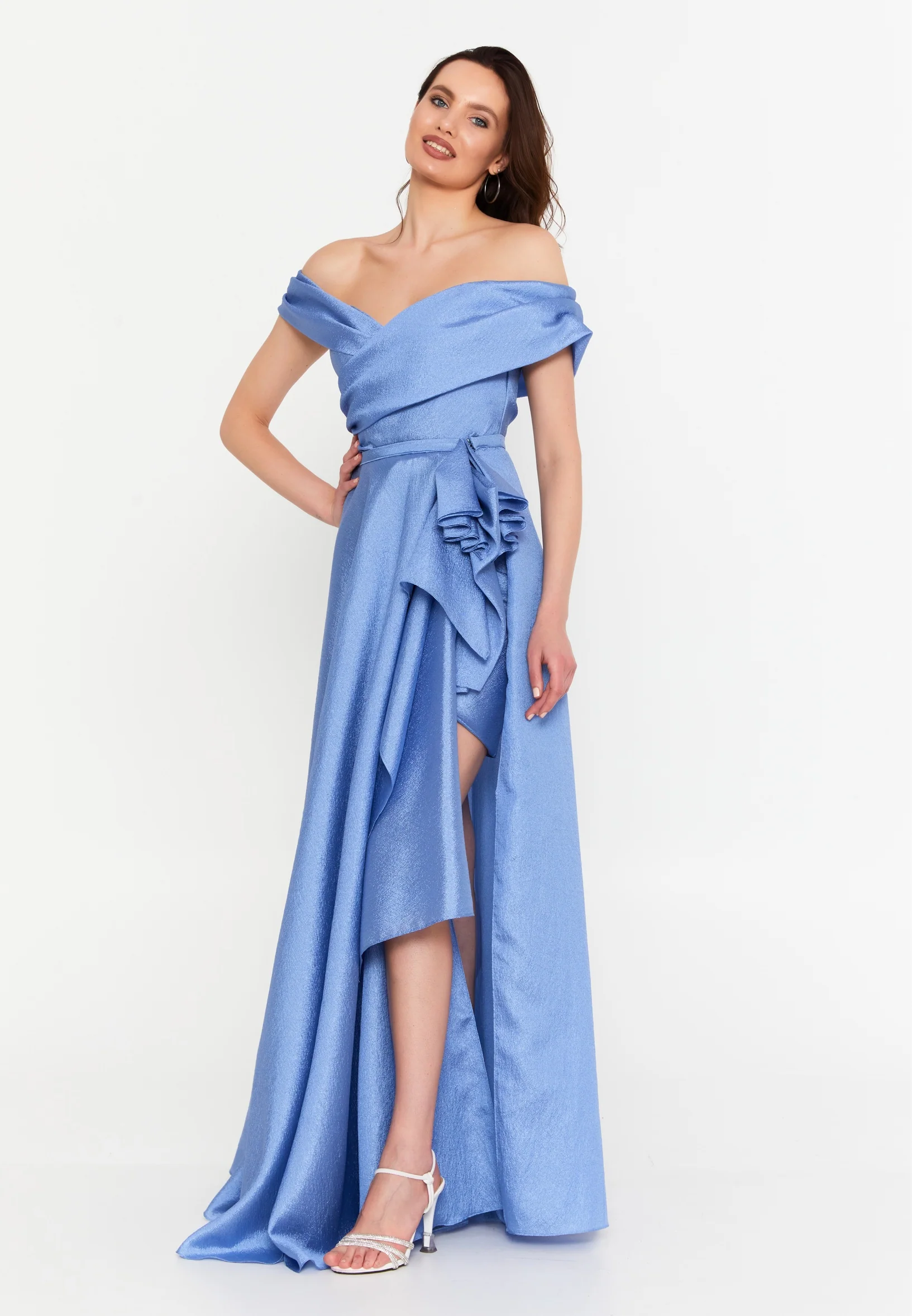 Off Shoulder Maxi Polyester Column Regular Prom Dress aln1828 - Image 15