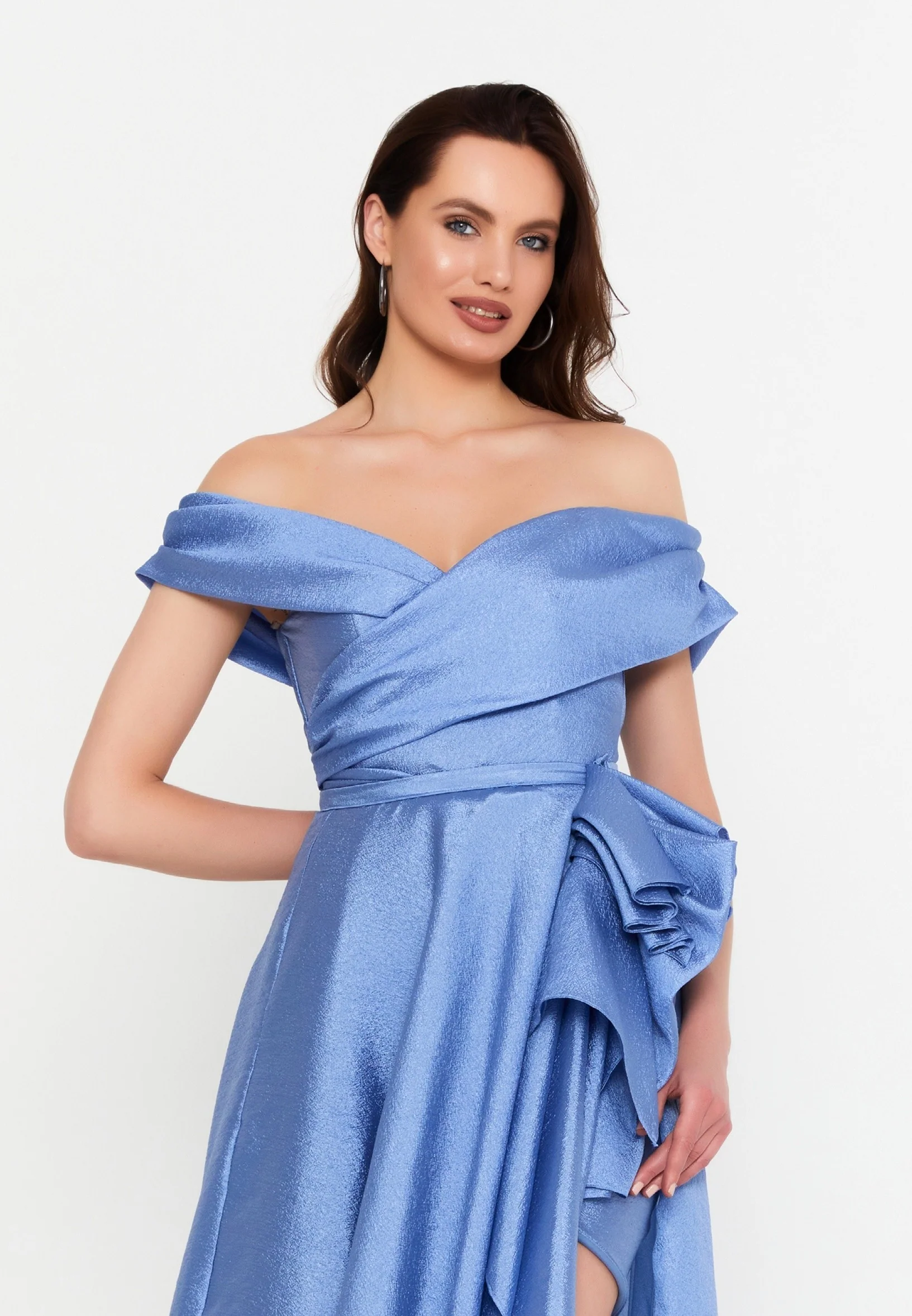 Off Shoulder Maxi Polyester Column Regular Prom Dress aln1828 - Image 16