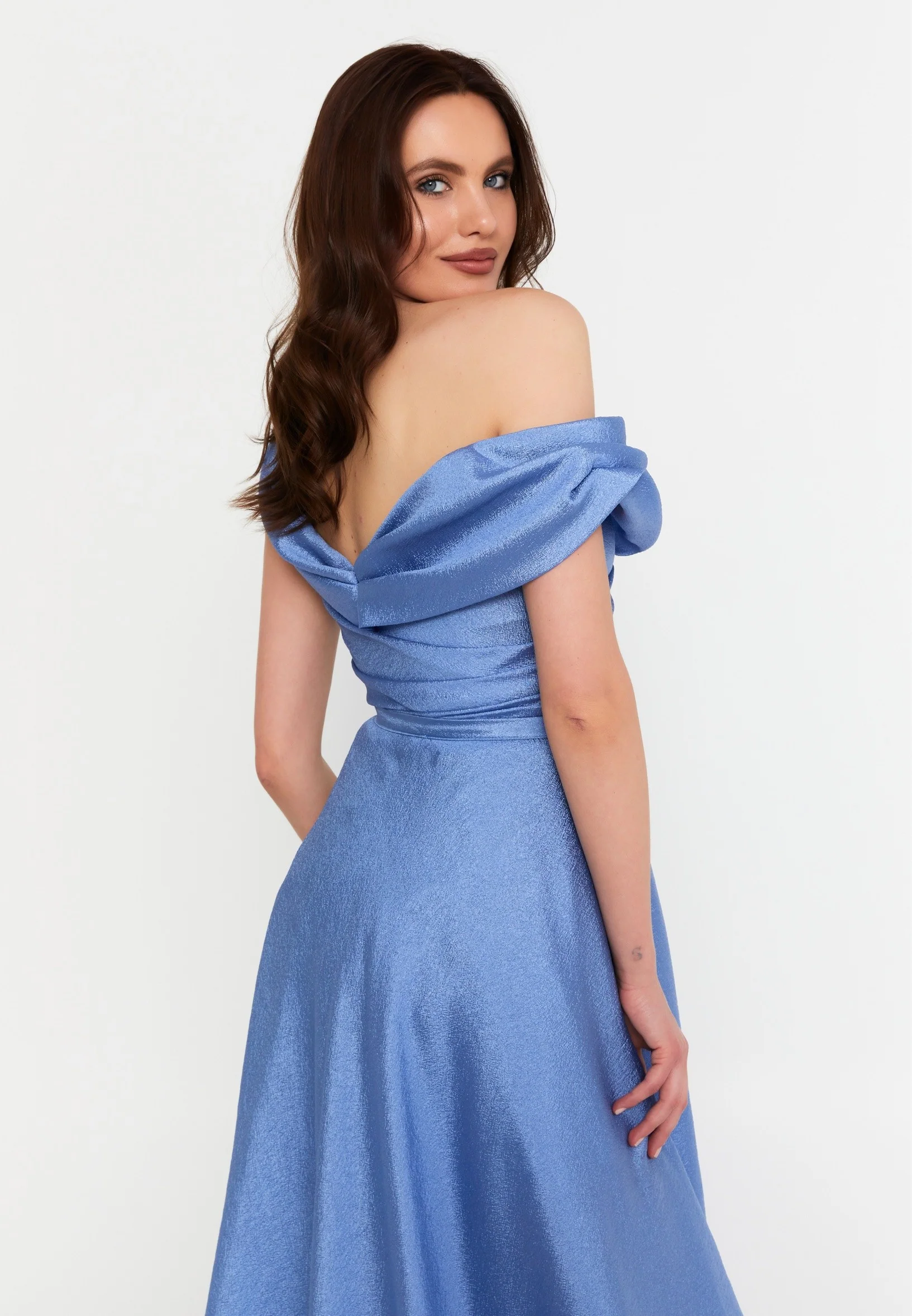 Off Shoulder Maxi Polyester Column Regular Prom Dress aln1828 - Image 17