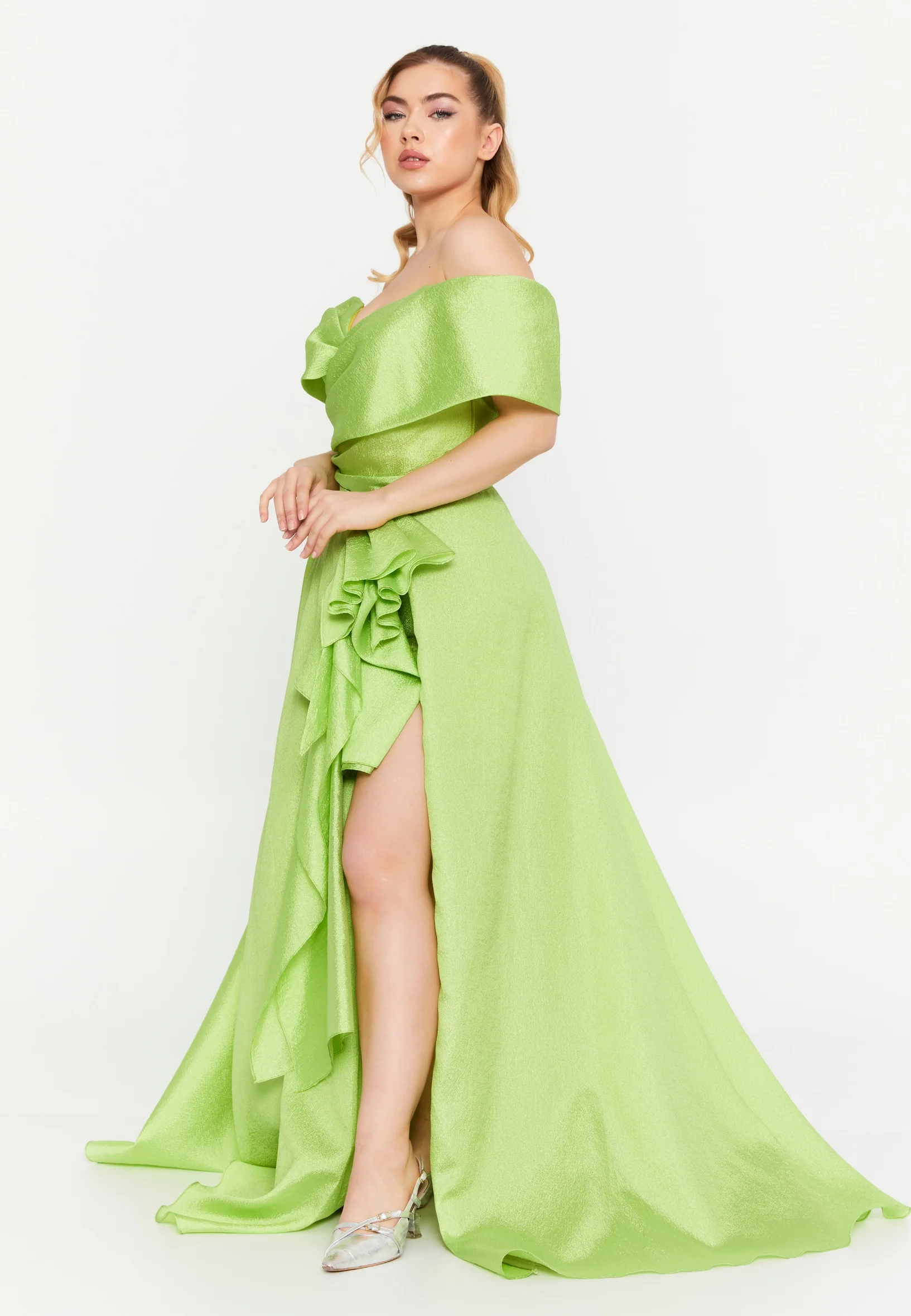 Off Shoulder Maxi Polyester Column Regular Prom Dress aln1828 - Image 3