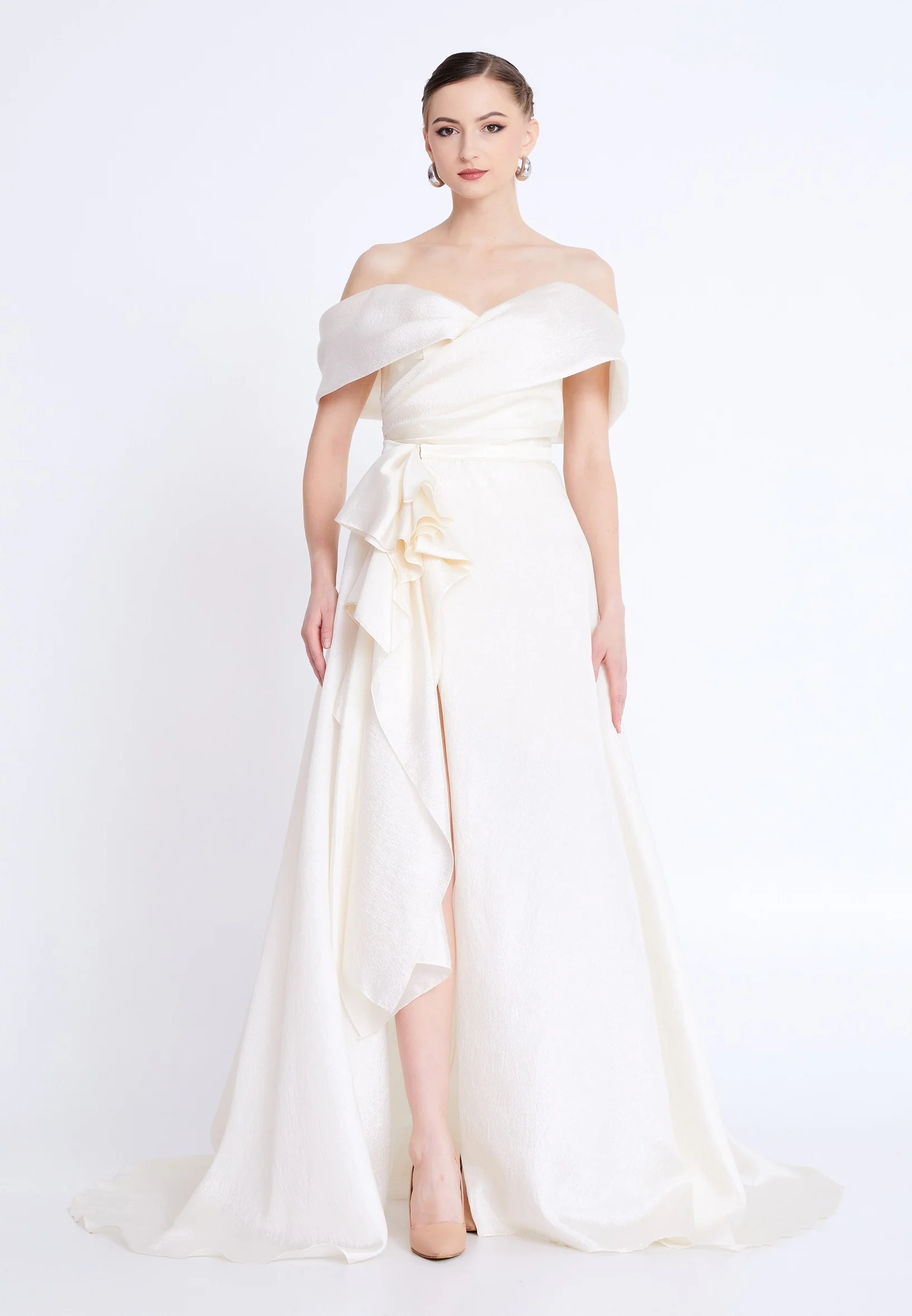 Off Shoulder Maxi Polyester Column Regular Prom Dress aln1828 - Image 5