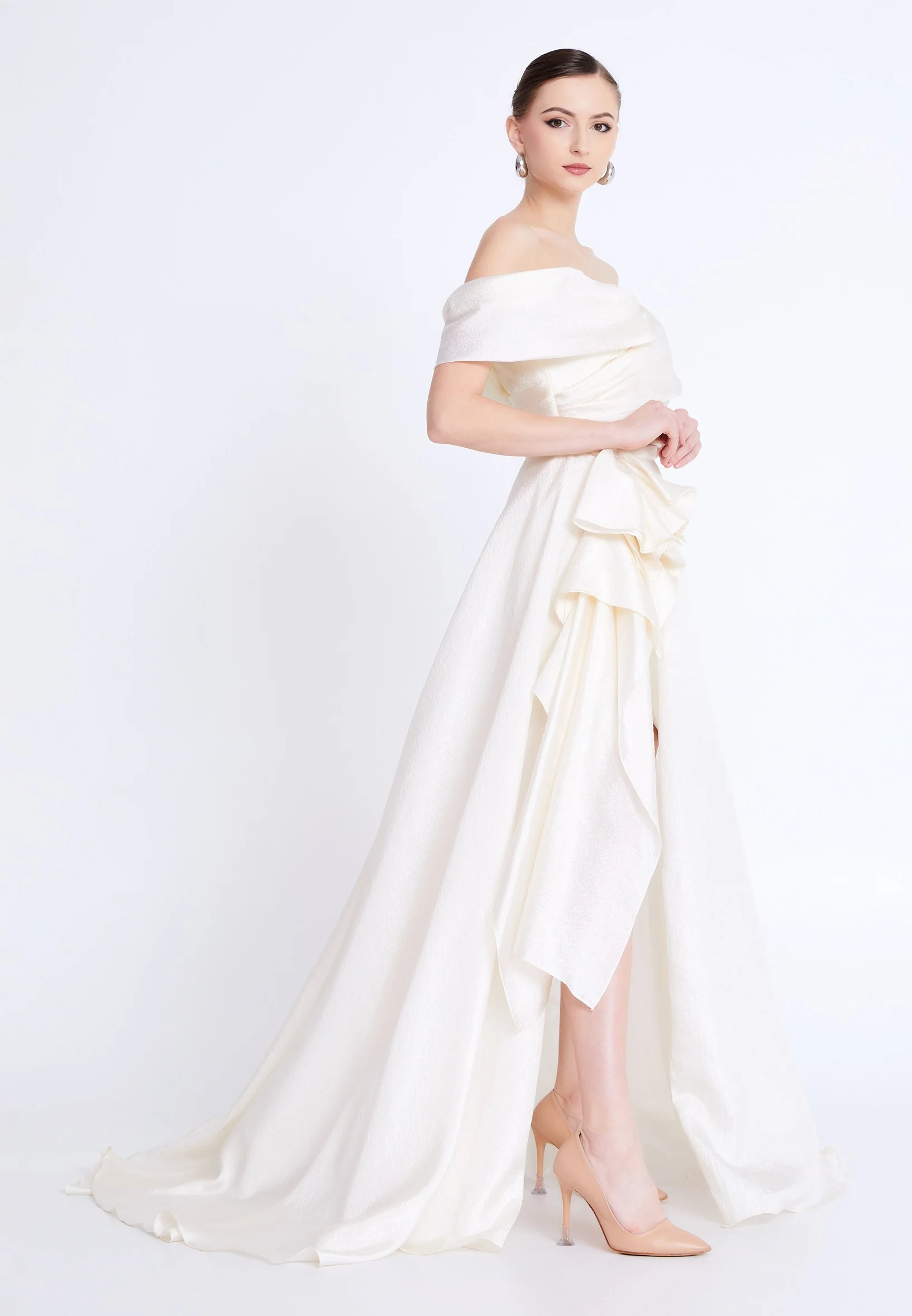 Off Shoulder Maxi Polyester Column Regular Prom Dress aln1828 - Image 7