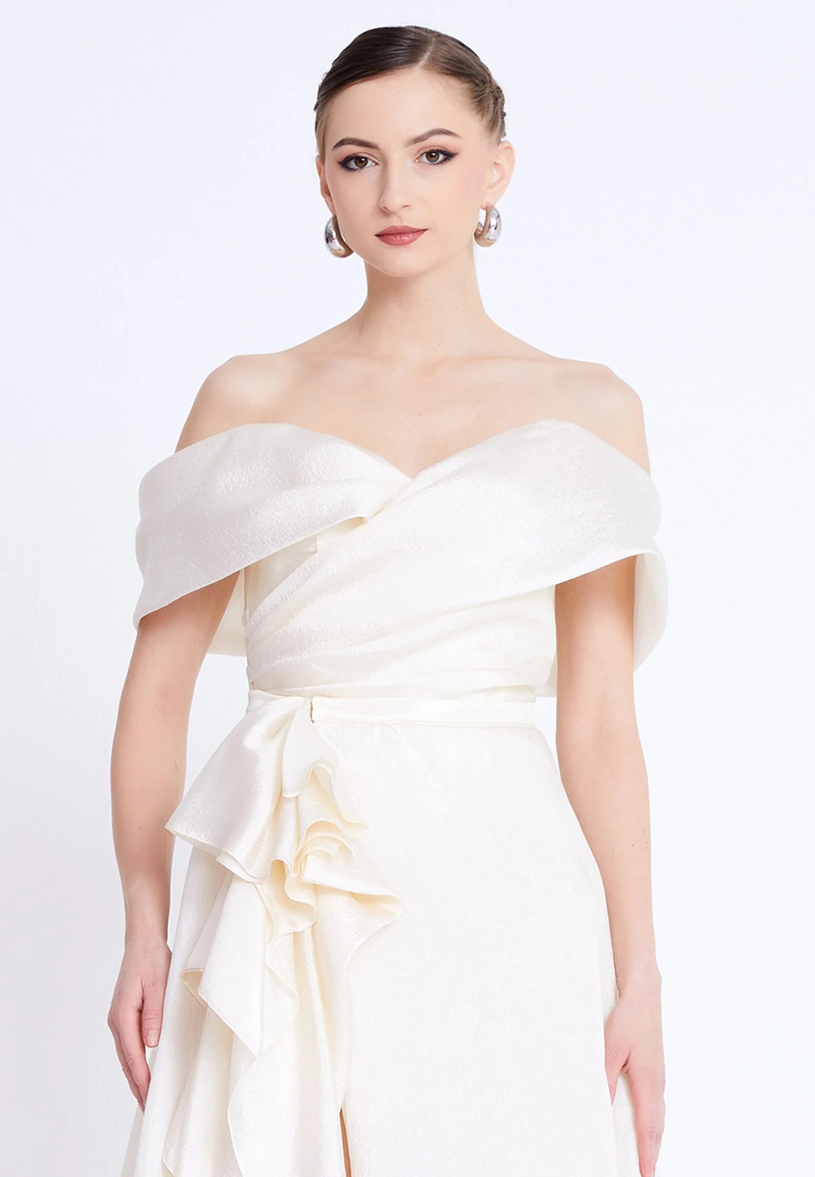 Off Shoulder Maxi Polyester Column Regular Prom Dress aln1828 - Image 8