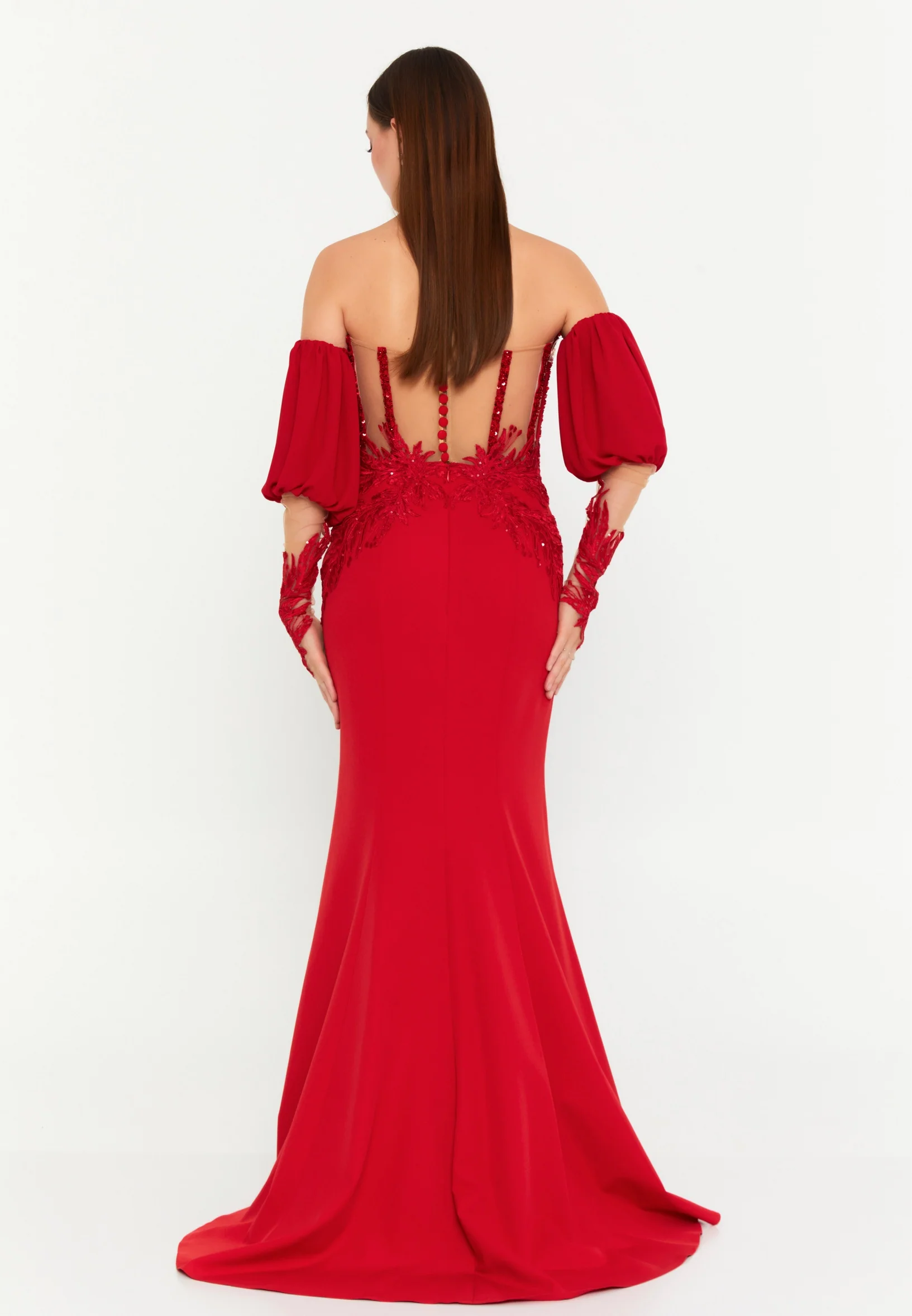 Off Shoulder Maxi Polyester Mermaid Regular Wedding Guest Dress omn451 - Image 2