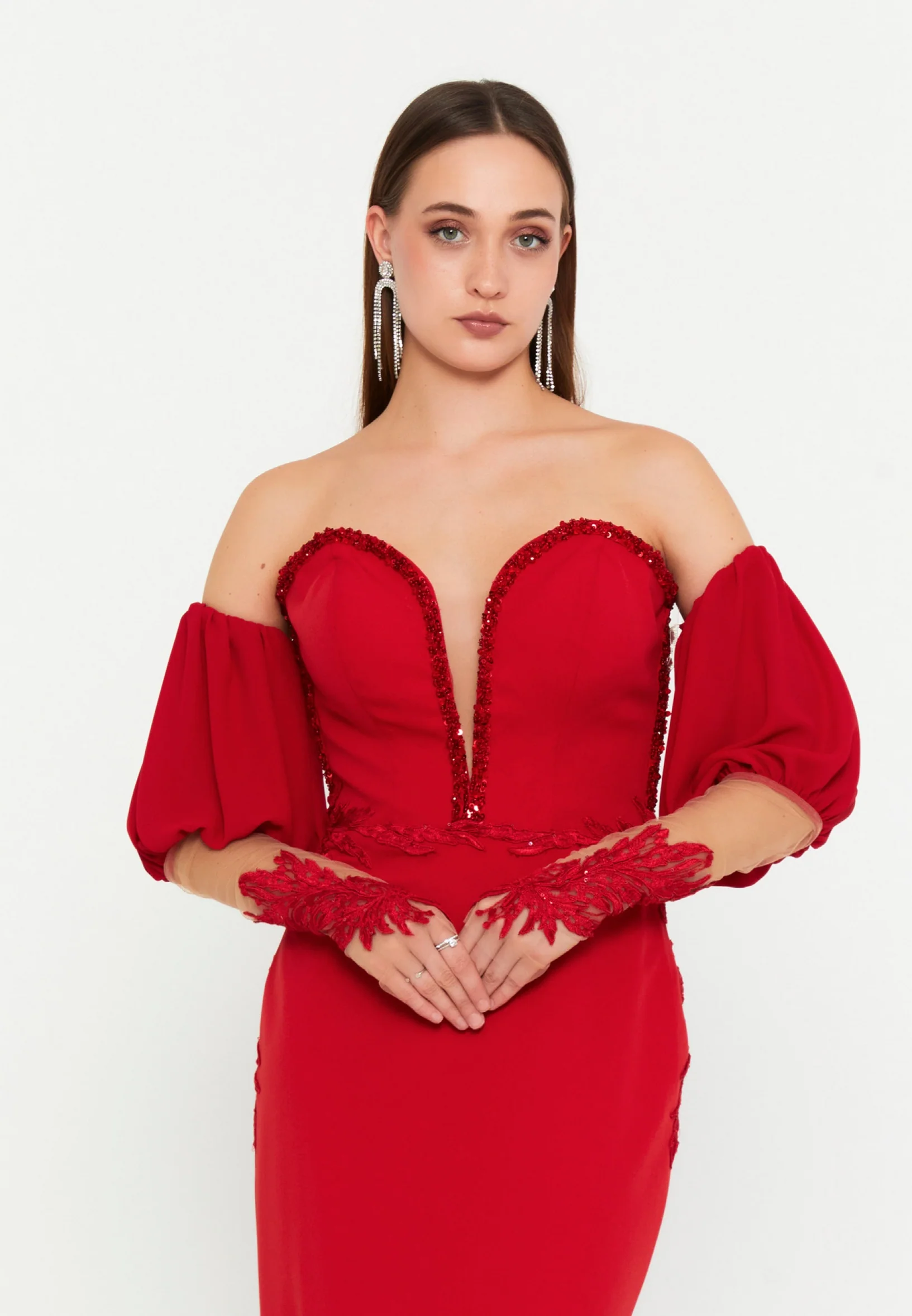 Off Shoulder Maxi Polyester Mermaid Regular Wedding Guest Dress omn451 - Image 4