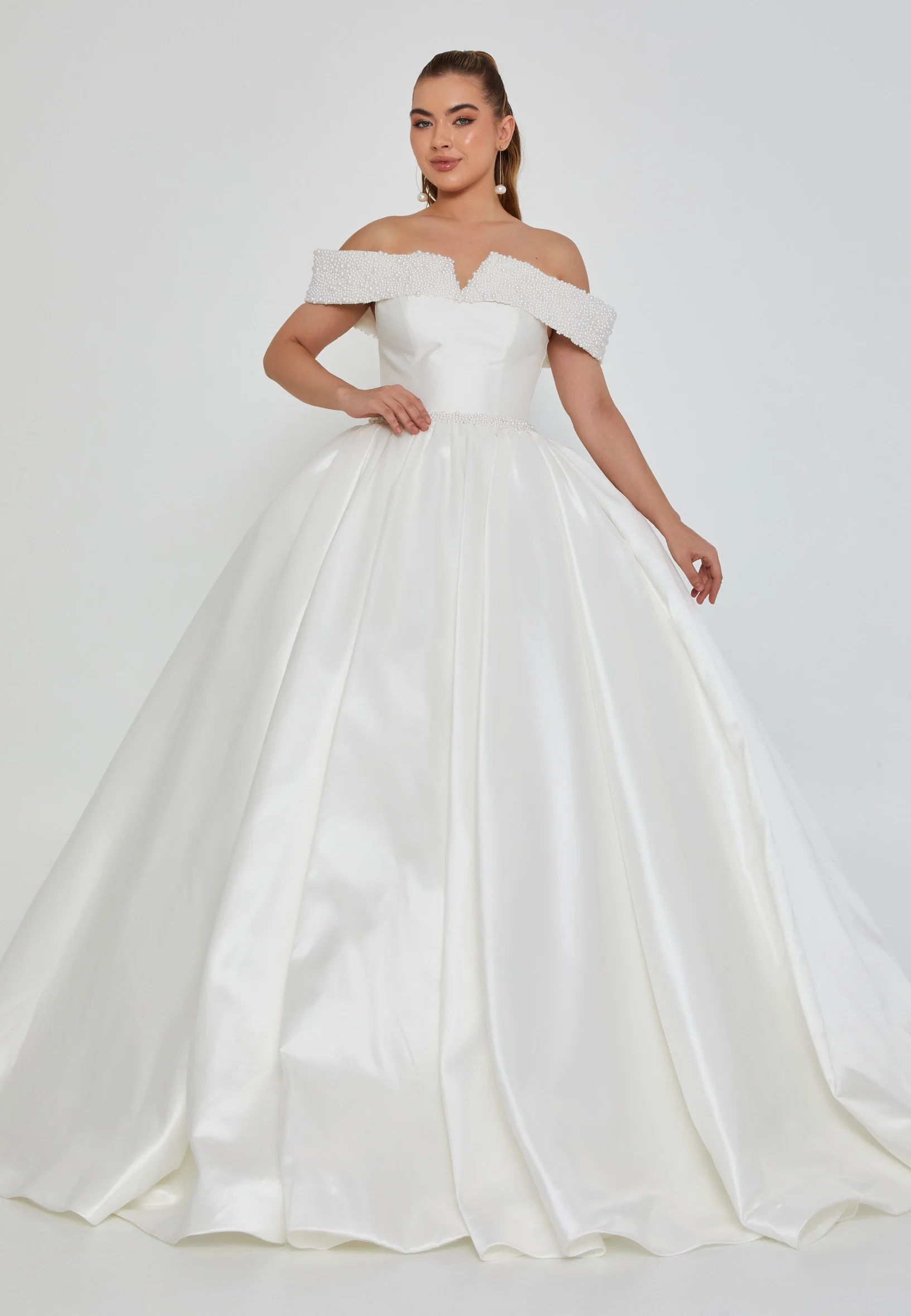 Off Shoulder Maxi Polyester Regular Wedding Dress blv350206