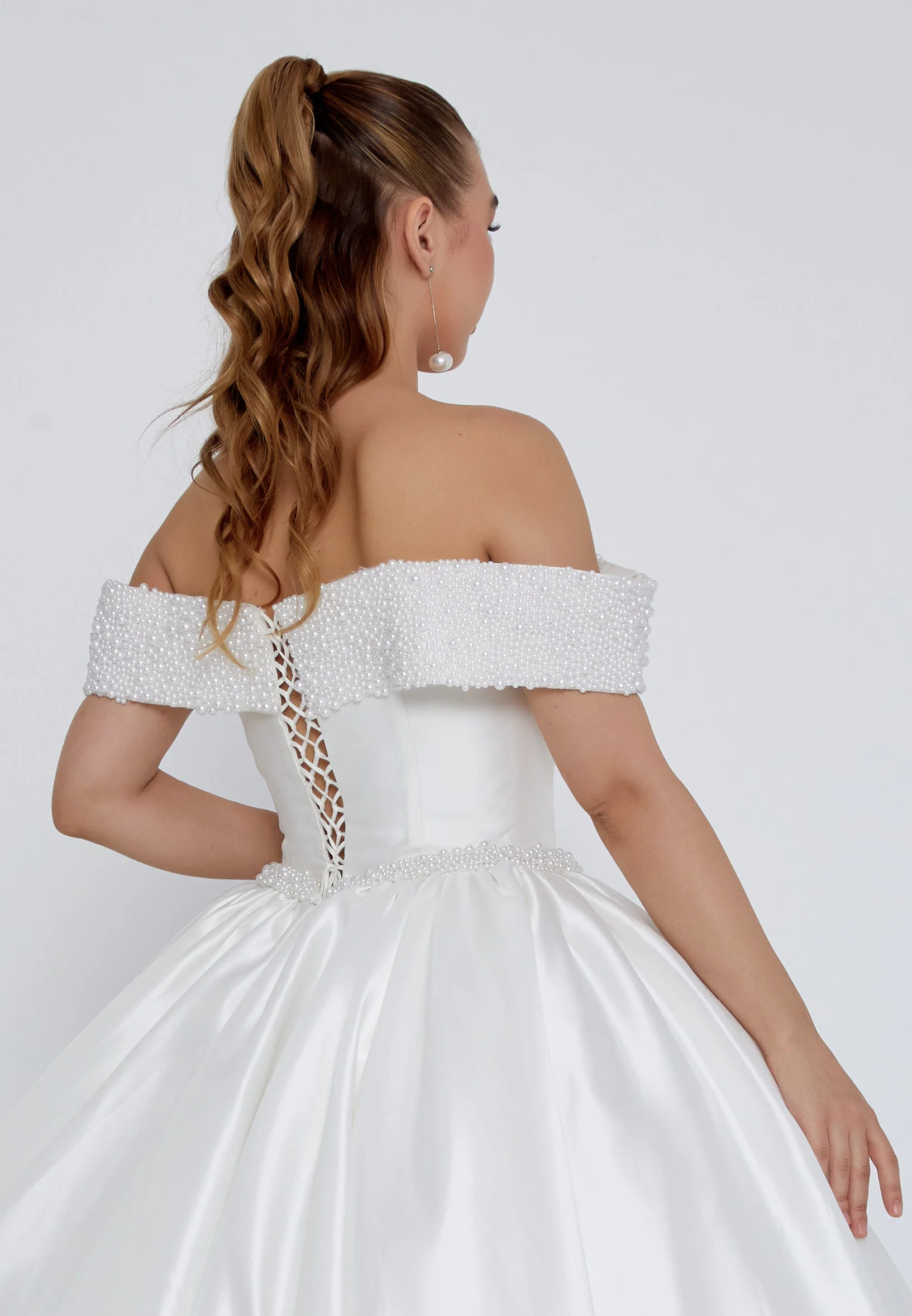 Off Shoulder Maxi Polyester Regular Wedding Dress blv350206 - Image 3