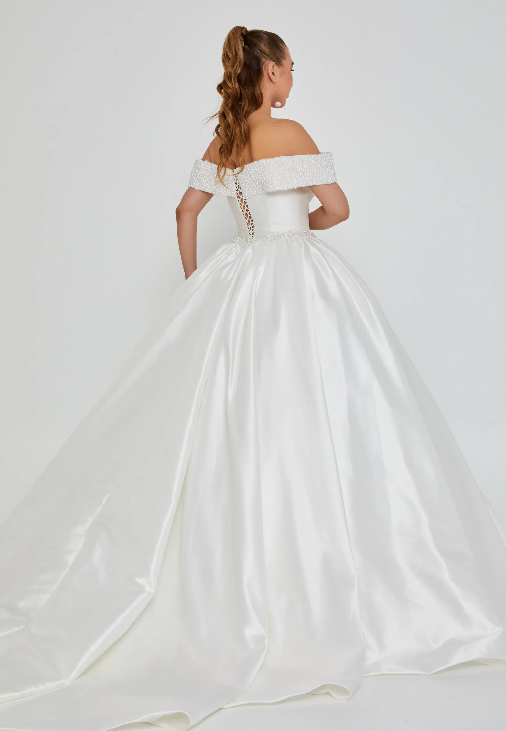 Off Shoulder Maxi Polyester Regular Wedding Dress blv350206 - Image 4