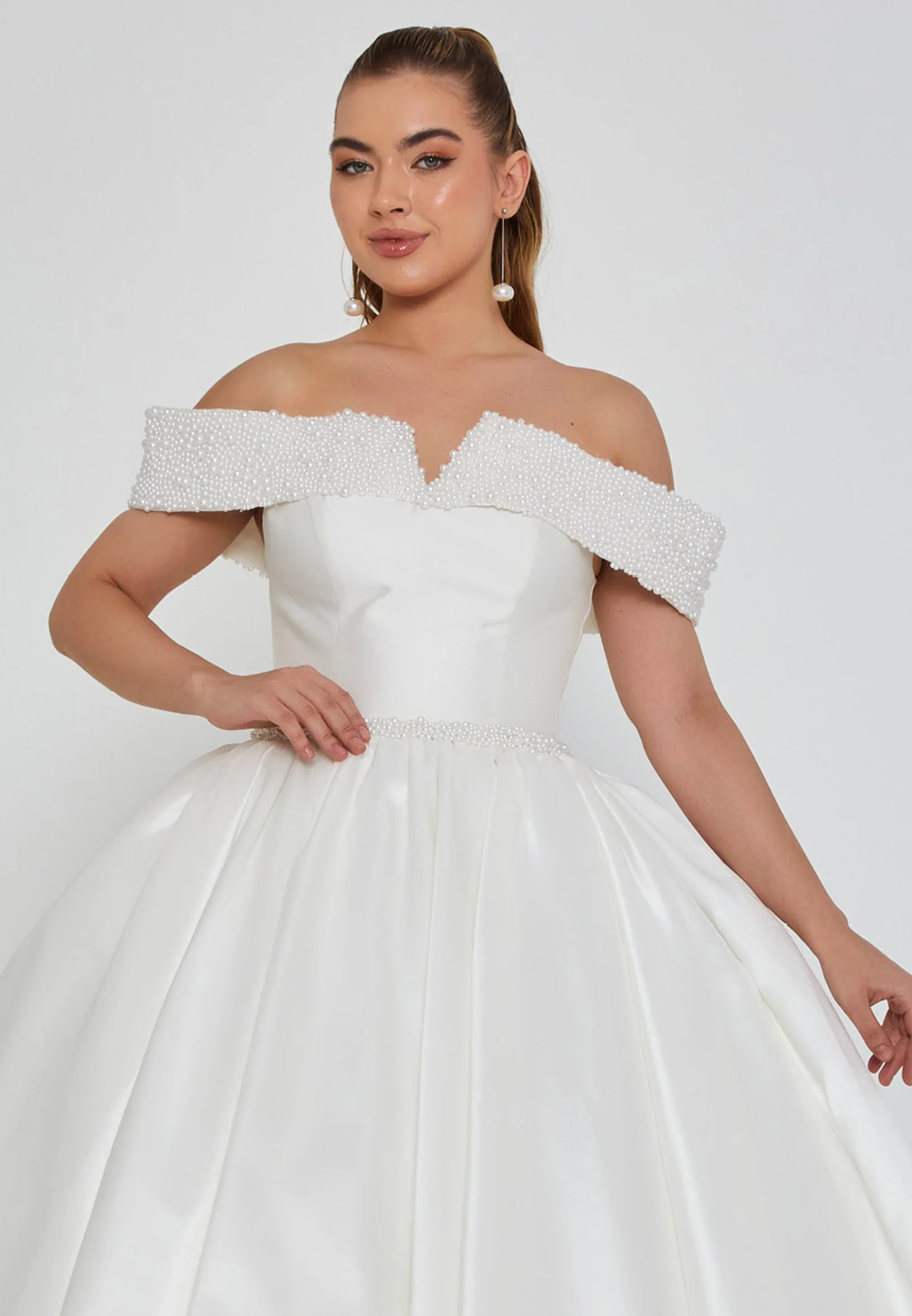 Off Shoulder Maxi Polyester Regular Wedding Dress blv350206 - Image 6