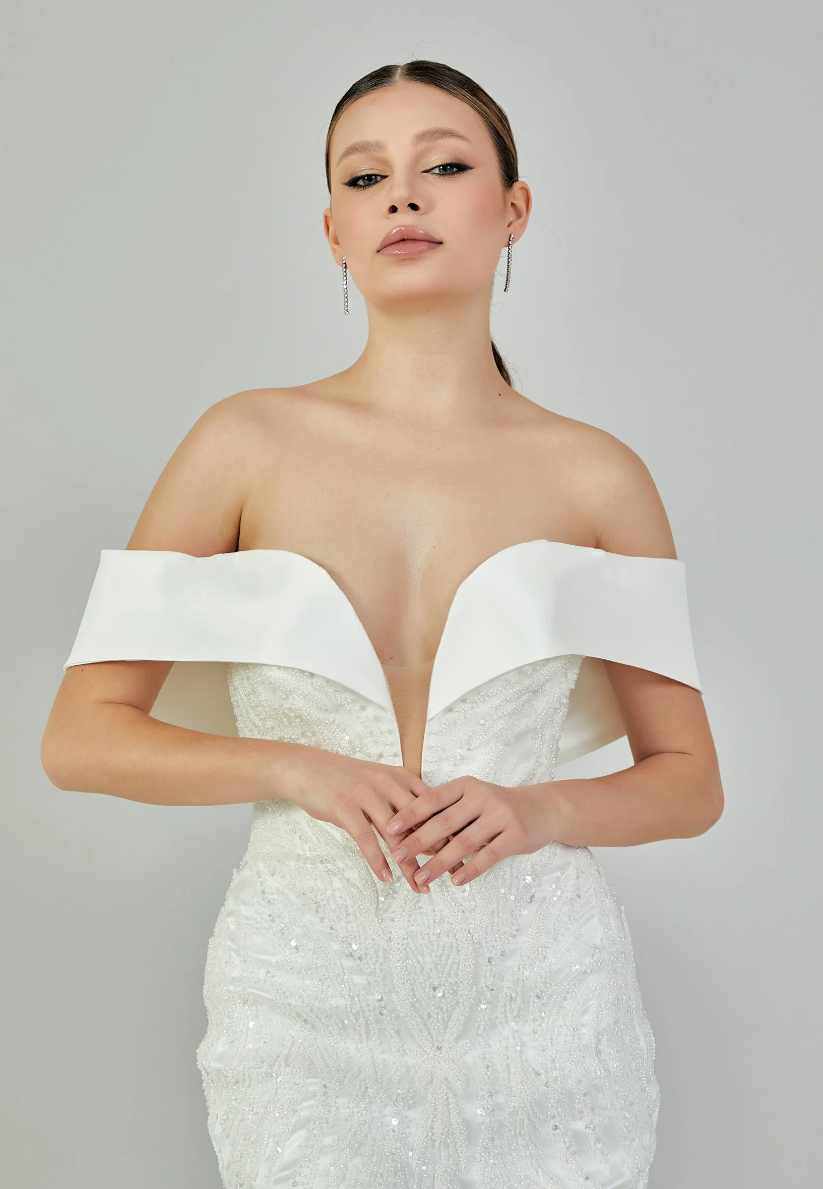 Off Shoulder Maxi Polyester Regular Wedding Dress bnc9000 - Image 5
