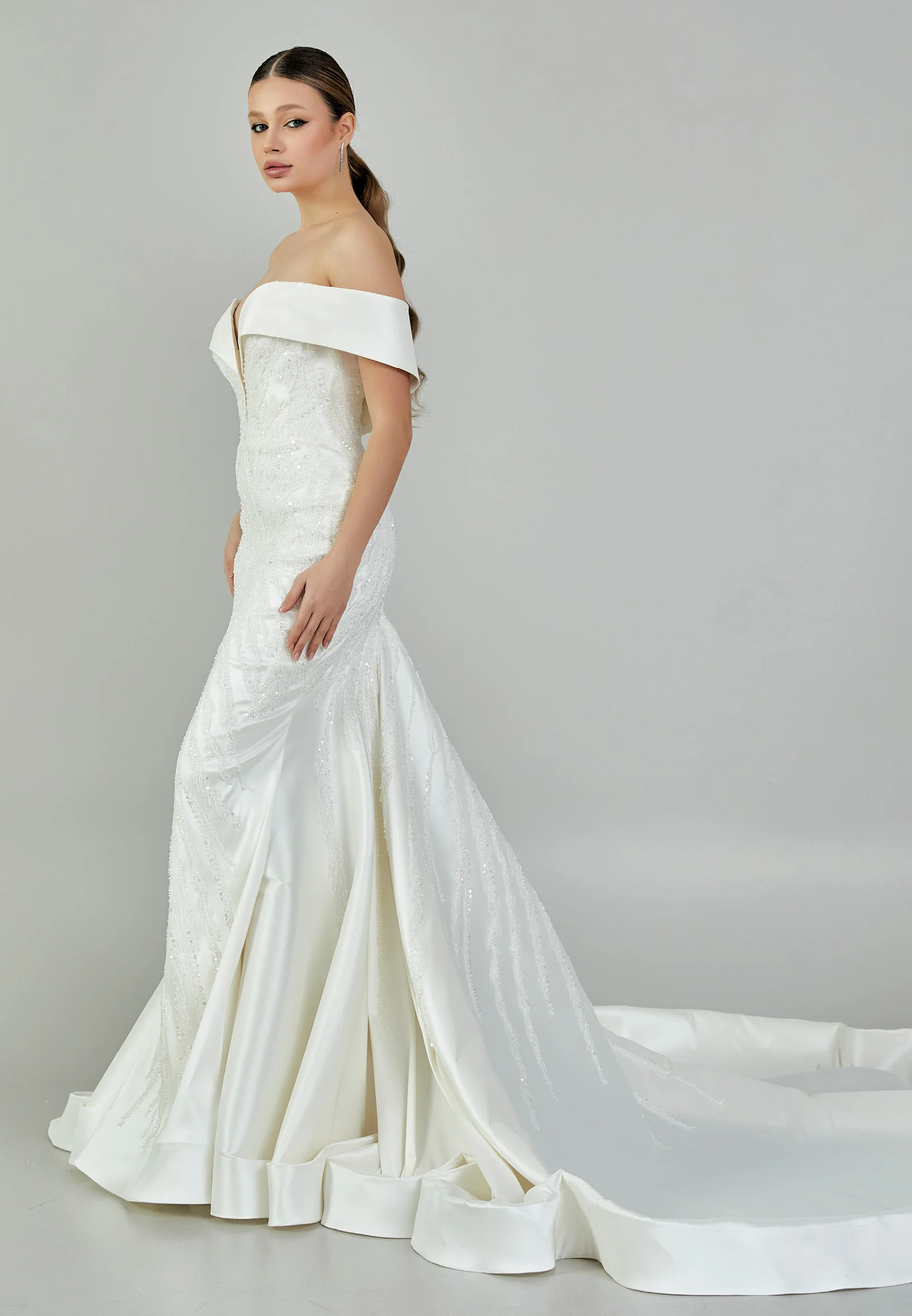Off Shoulder Maxi Polyester Regular Wedding Dress bnc9000 - Image 7