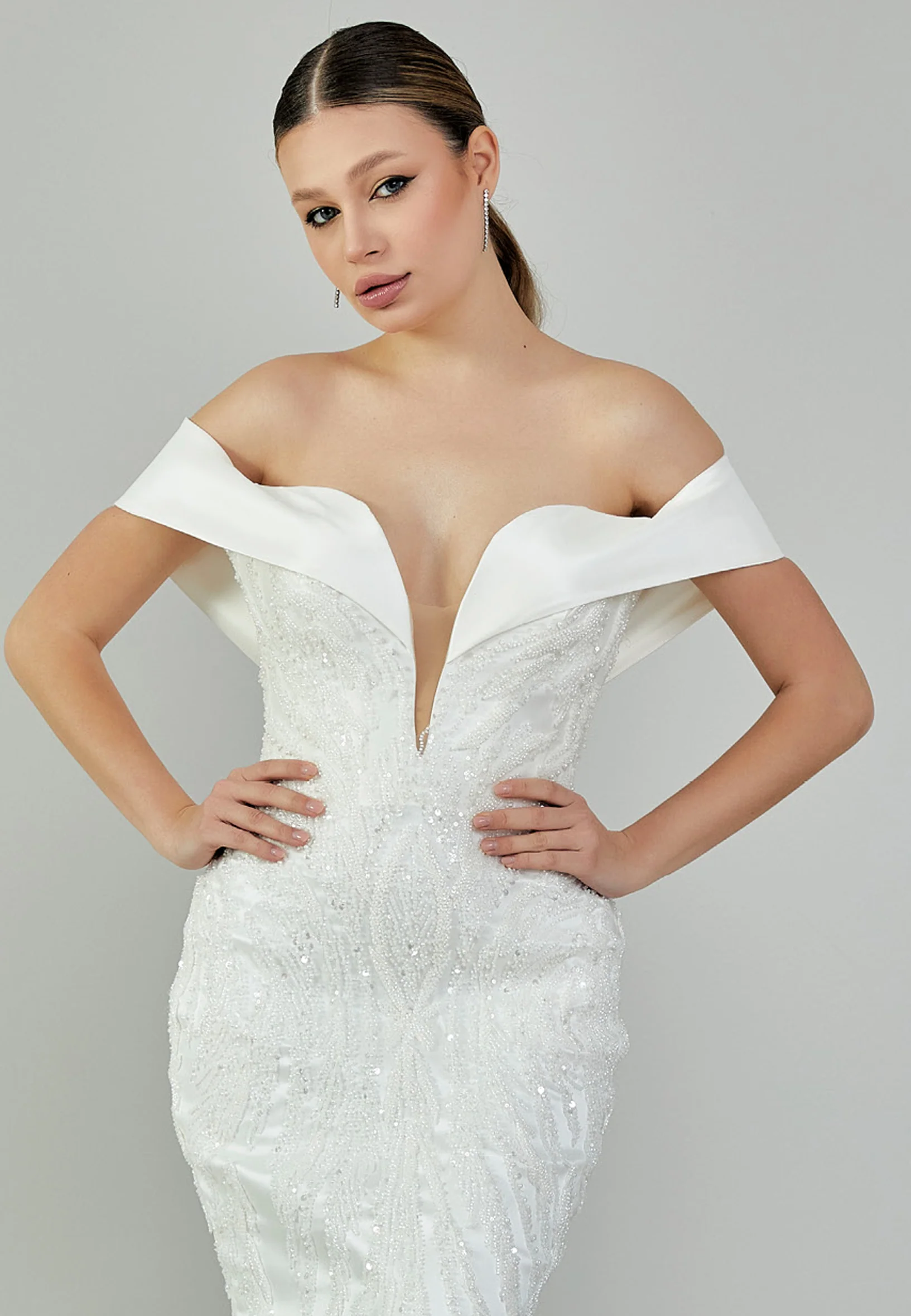 Off Shoulder Maxi Polyester Regular Wedding Dress bnc9000 - Image 8