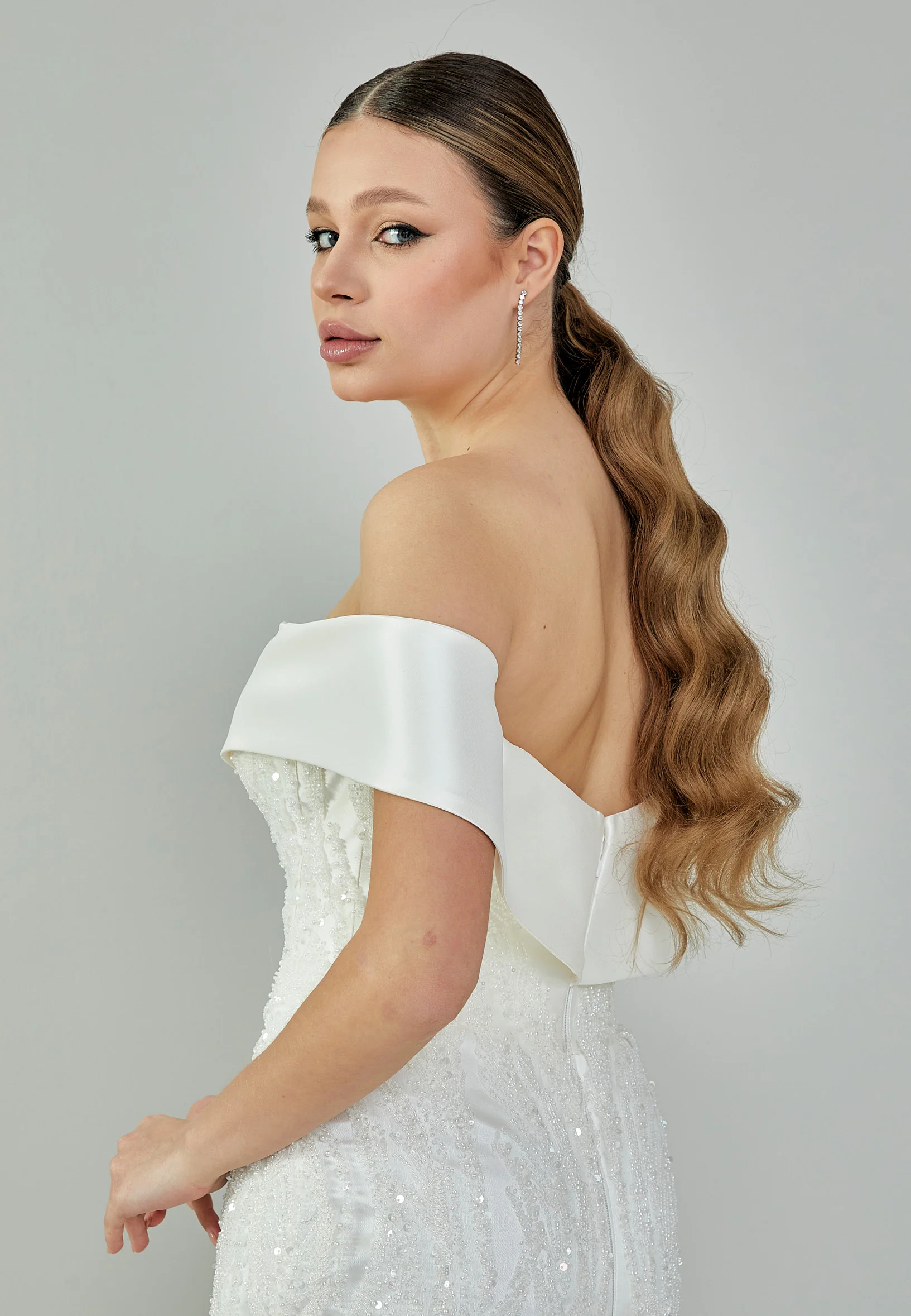 Off Shoulder Maxi Polyester Regular Wedding Dress bnc9000 - Image 9