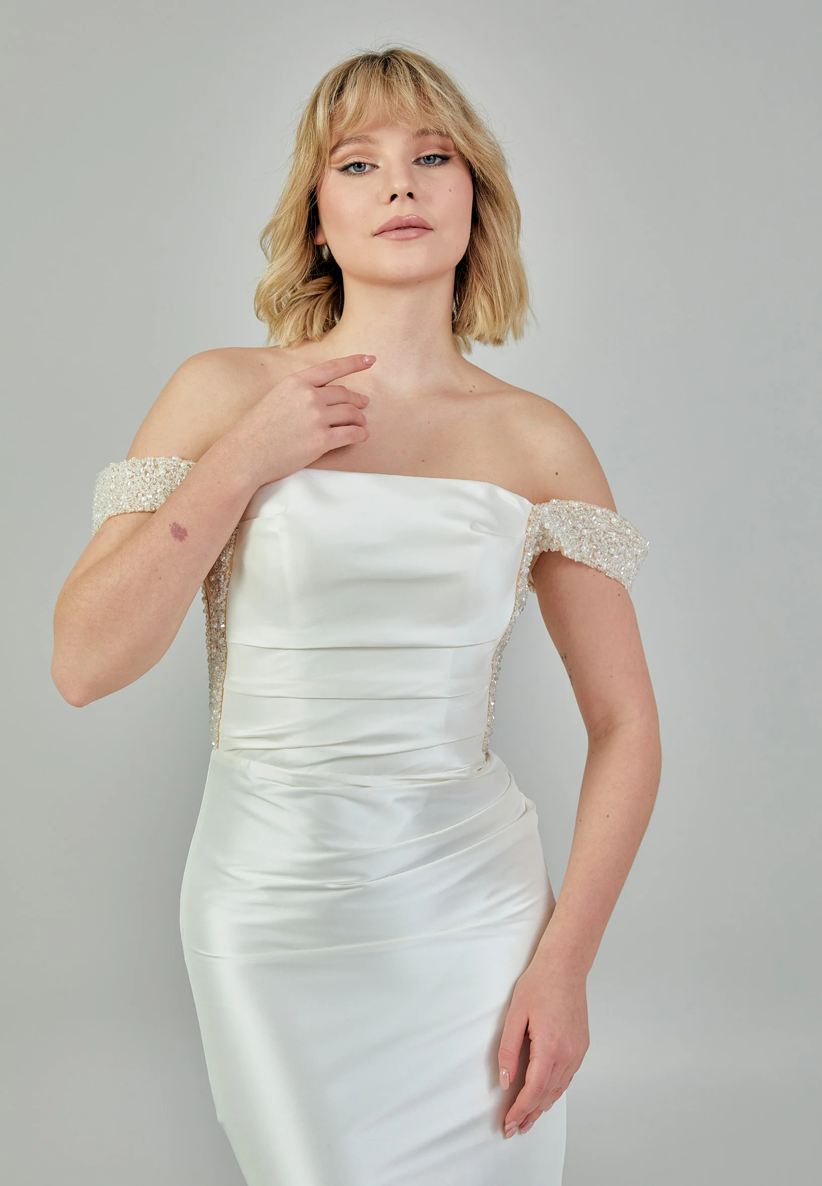 Off Shoulder Maxi Polyester Regular Wedding Dress bnc9055 - Image 2