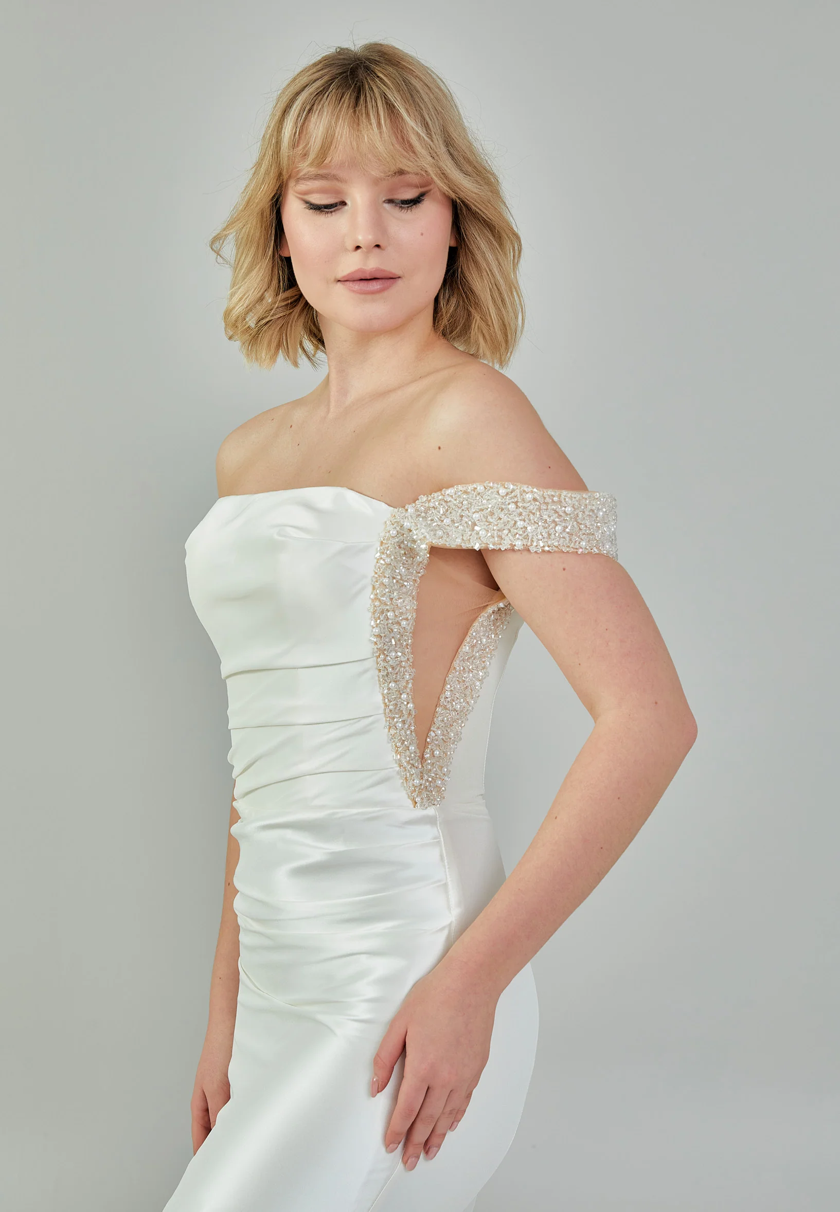 Off Shoulder Maxi Polyester Regular Wedding Dress bnc9055 - Image 8