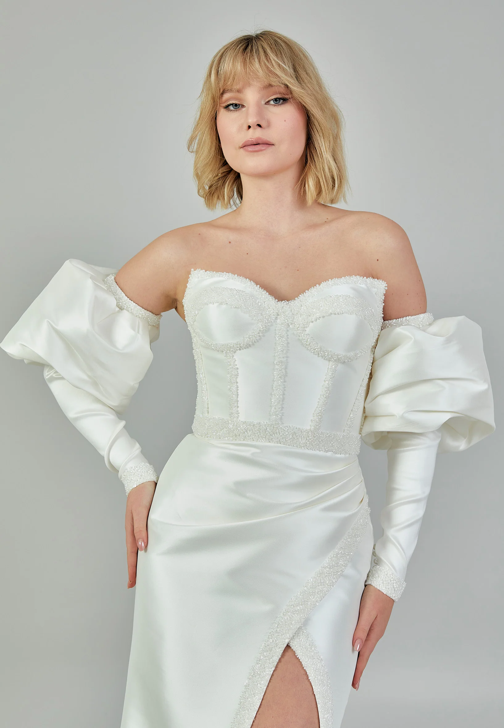 Off Shoulder Maxi Polyester Regular Wedding Dress bnc9097 - Image 2