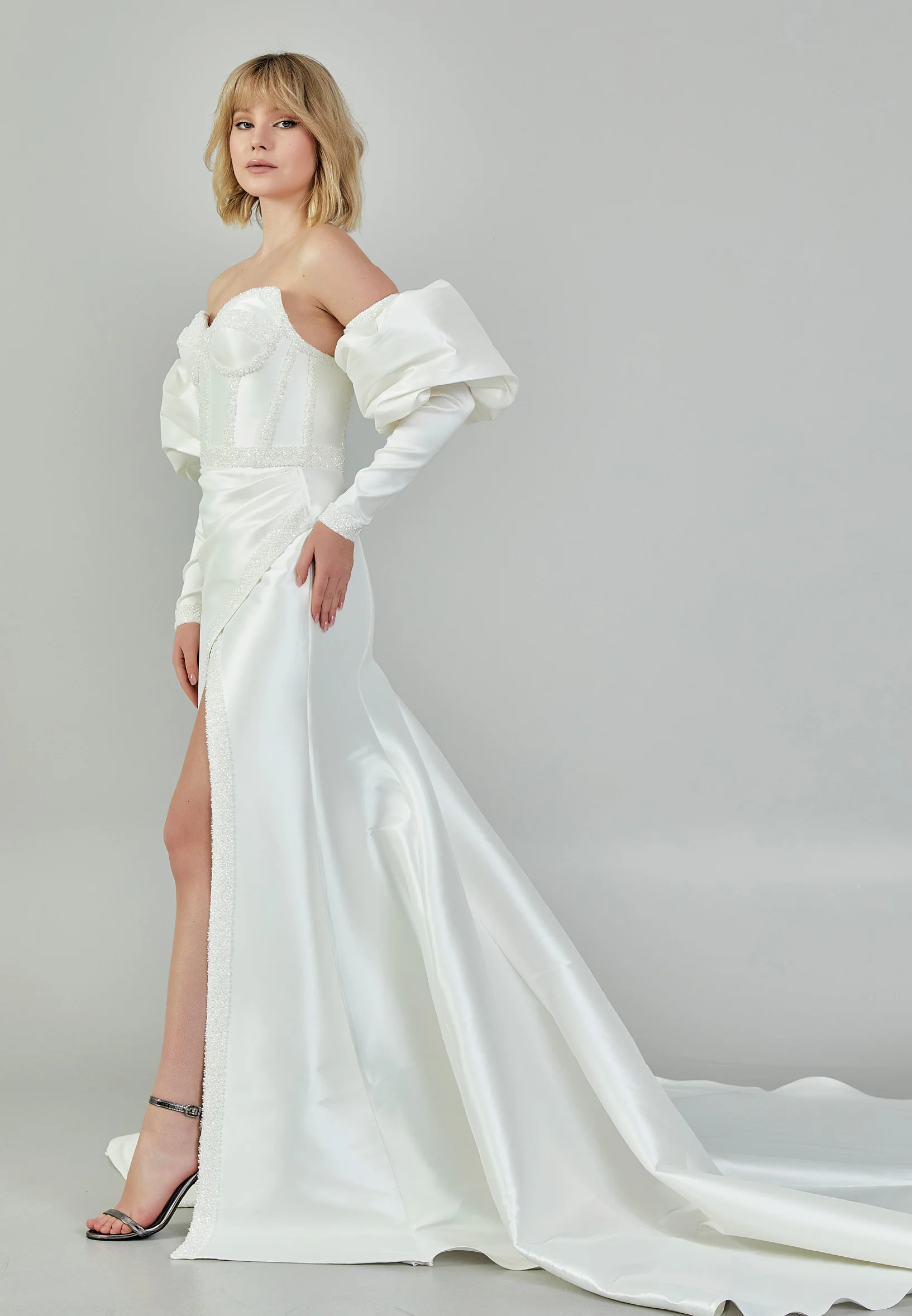 Off Shoulder Maxi Polyester Regular Wedding Dress bnc9097 - Image 8