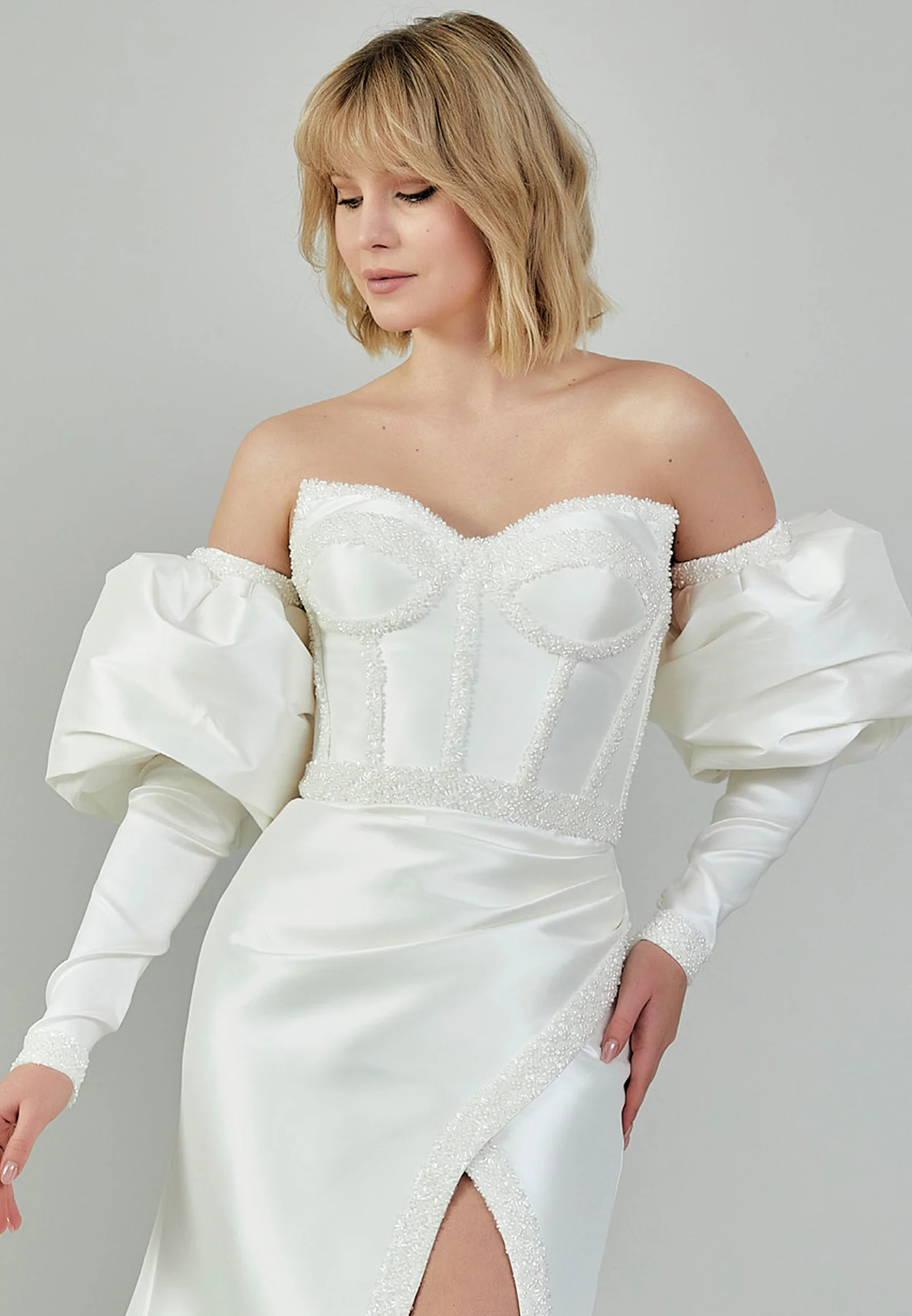 Off Shoulder Maxi Polyester Regular Wedding Dress bnc9097 - Image 9