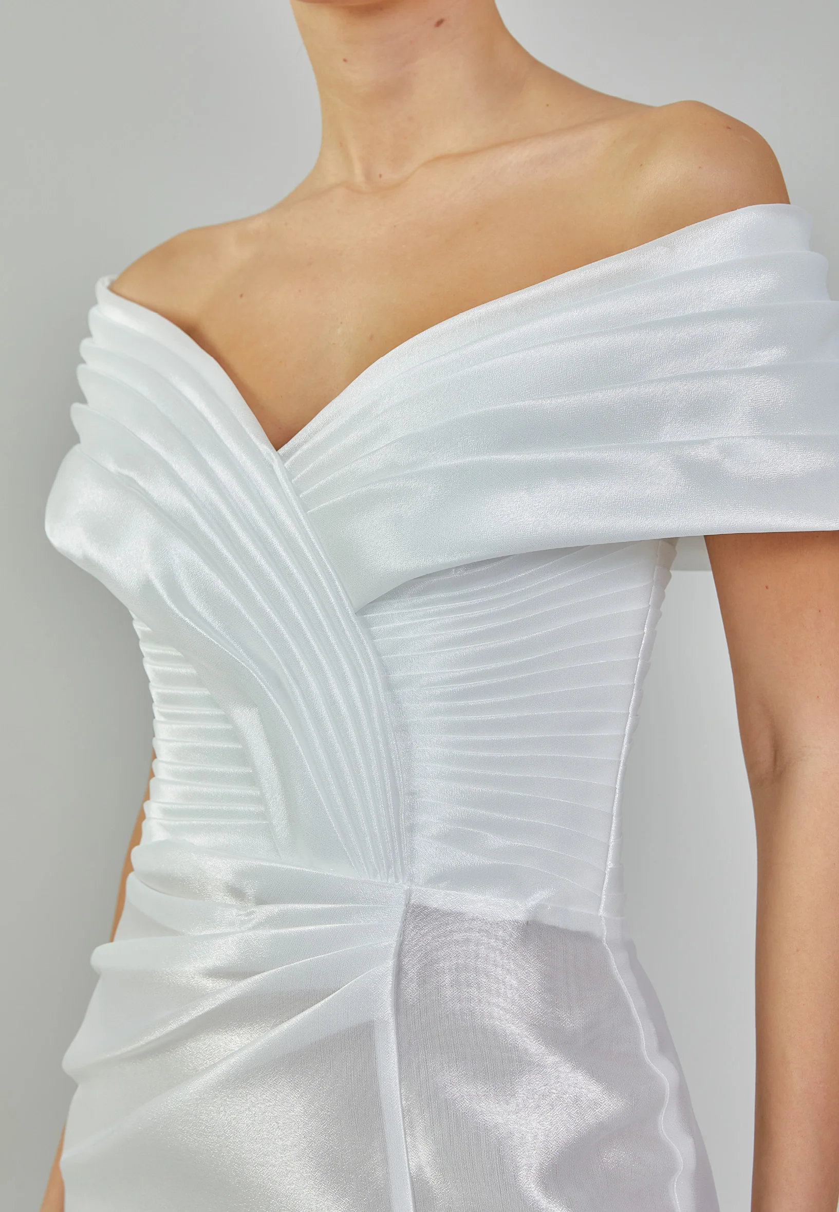 Off Shoulder Maxi Polyester Regular Wedding Dress ezs2024-16 - Image 3