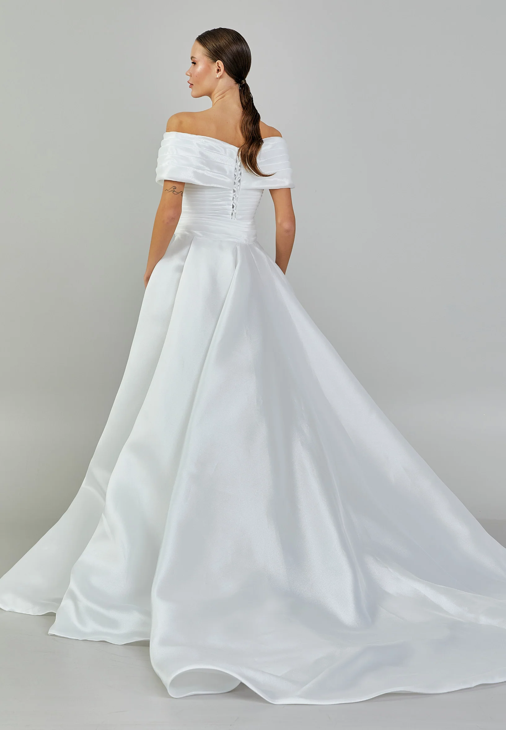 Off Shoulder Maxi Polyester Regular Wedding Dress ezs2024-16 - Image 4