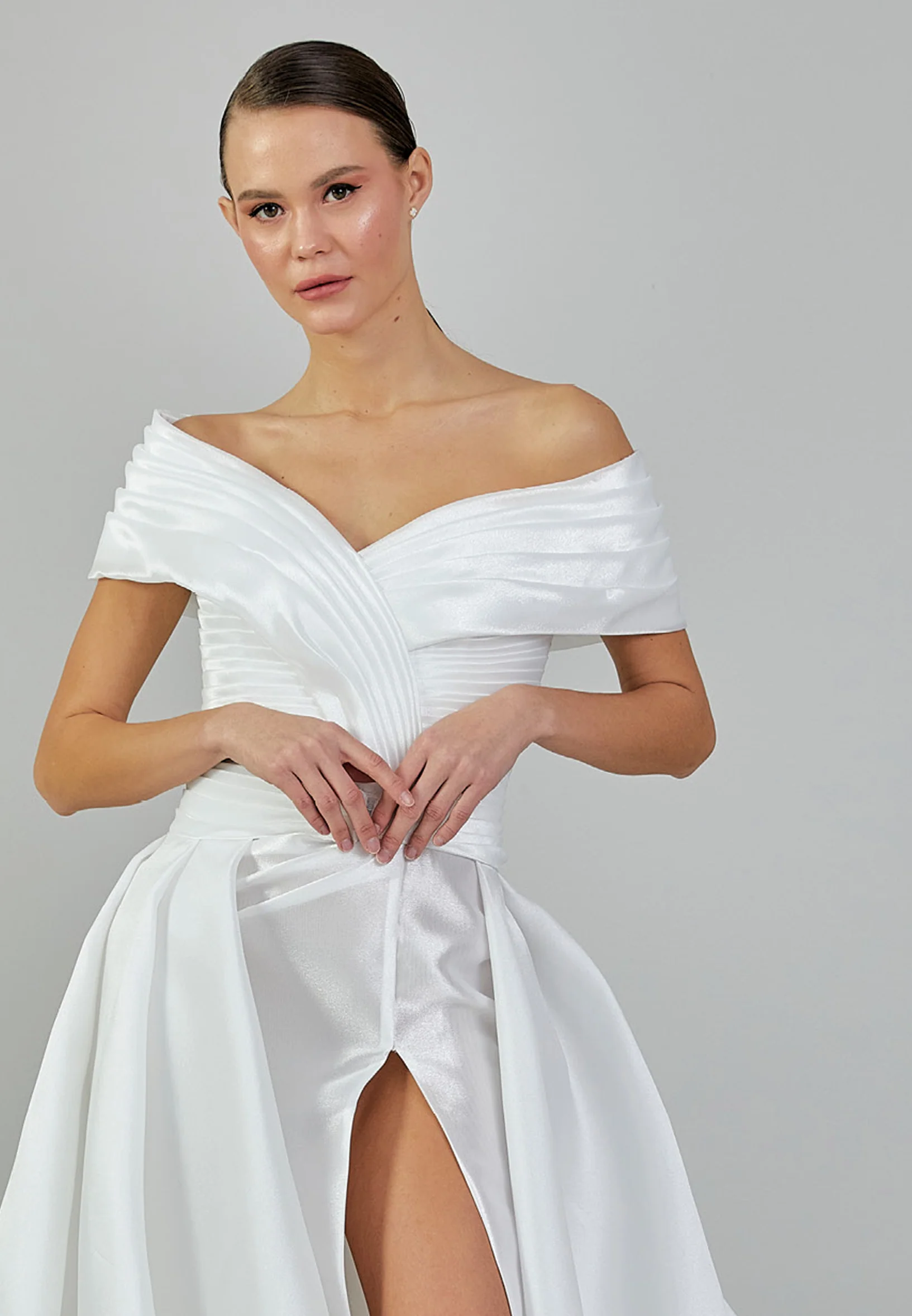 Off Shoulder Maxi Polyester Regular Wedding Dress ezs2024-16 - Image 5