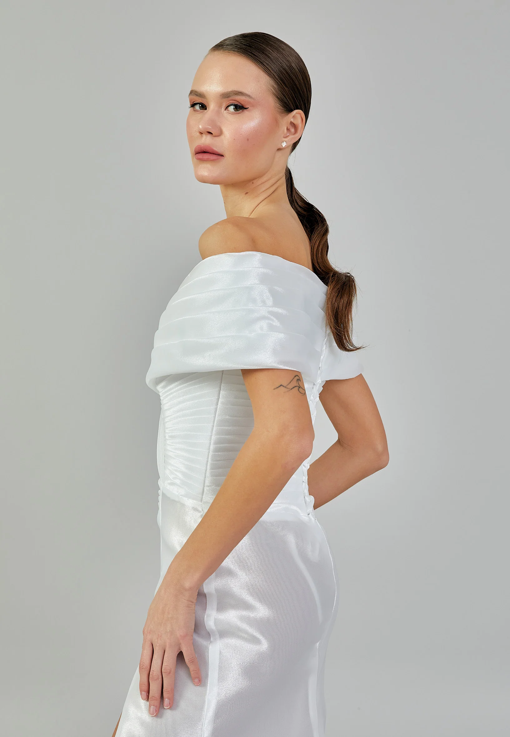 Off Shoulder Maxi Polyester Regular Wedding Dress ezs2024-16 - Image 7