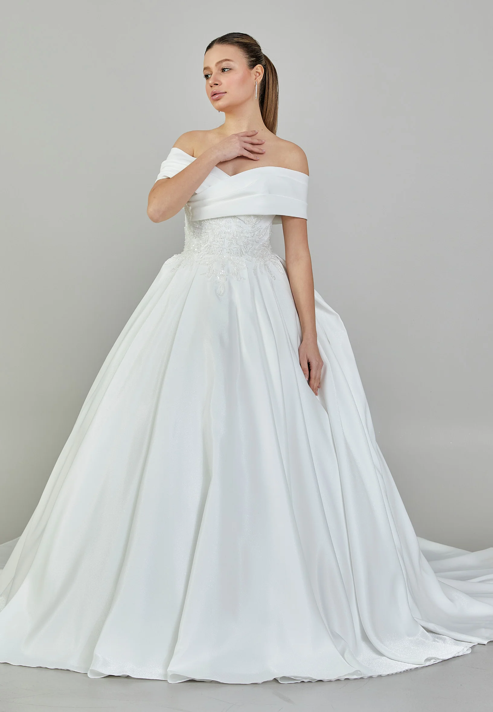 Off Shoulder Maxi Polyester Regular Wedding Dress rlb1869