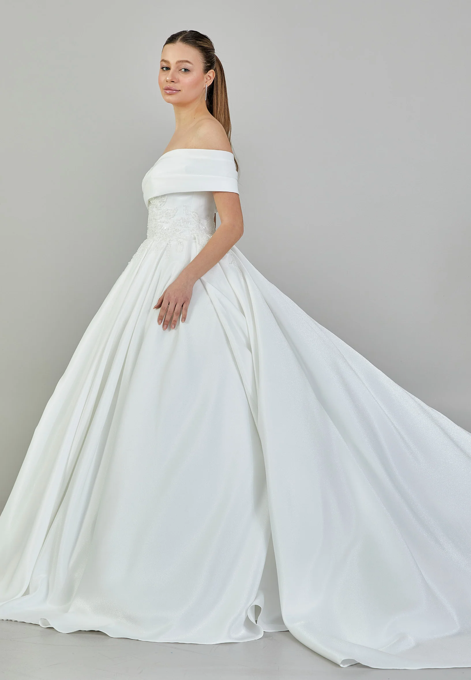 Off Shoulder Maxi Polyester Regular Wedding Dress rlb1869 - Image 5