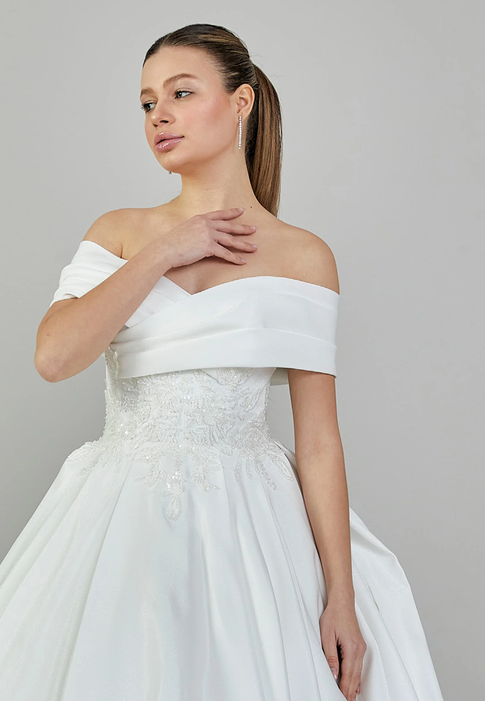 Off Shoulder Maxi Polyester Regular Wedding Dress rlb1869 - Image 6