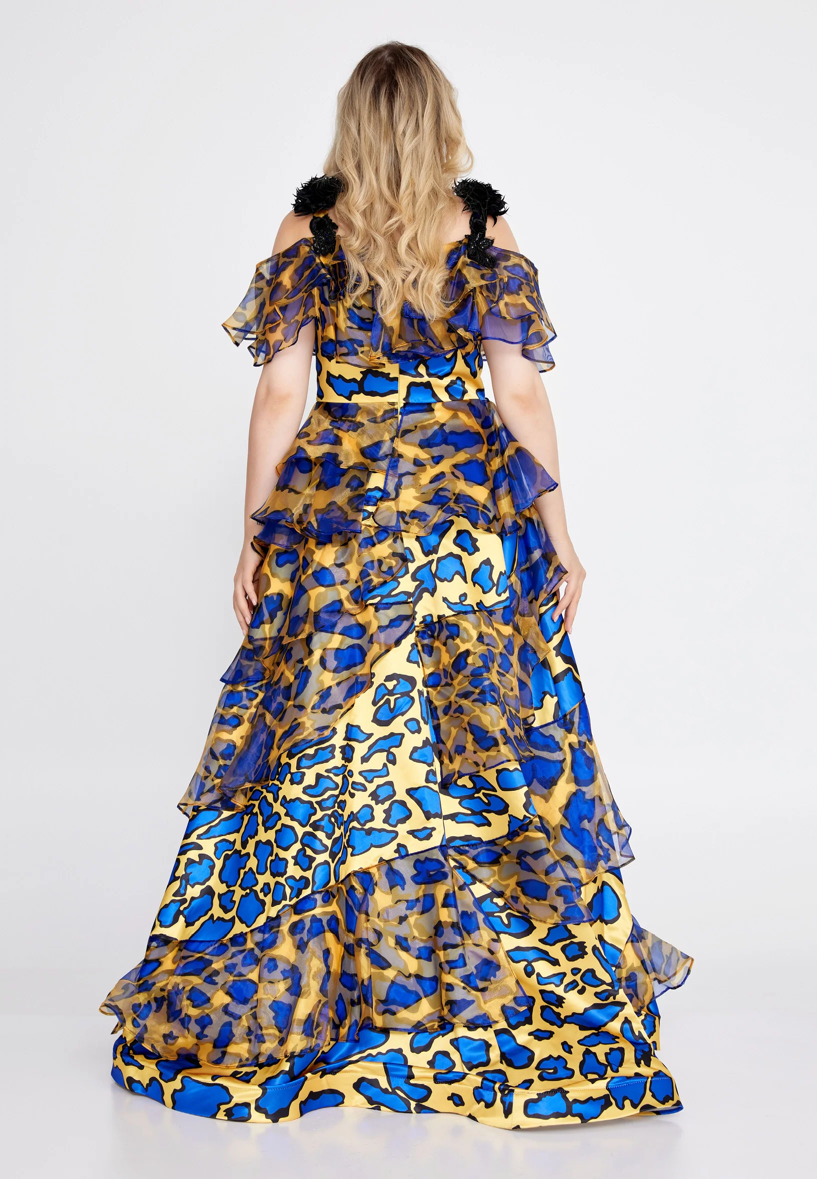 Off Shoulder Maxi Satin A - Line Plus Size Prom Dress mtn2288 - Image 2