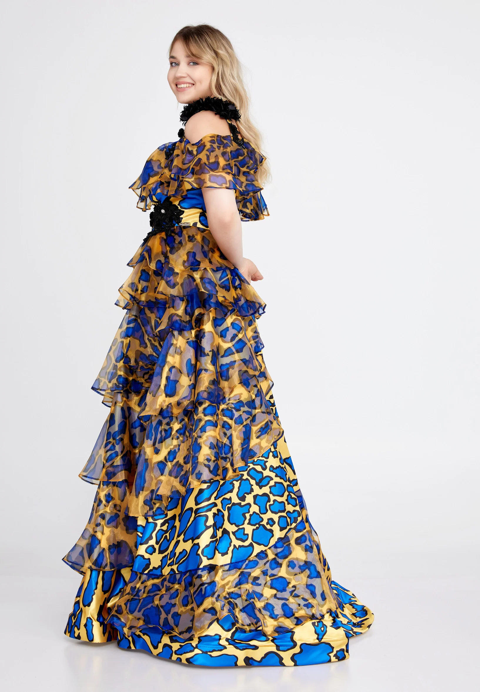 Off Shoulder Maxi Satin A - Line Plus Size Prom Dress mtn2288 - Image 3